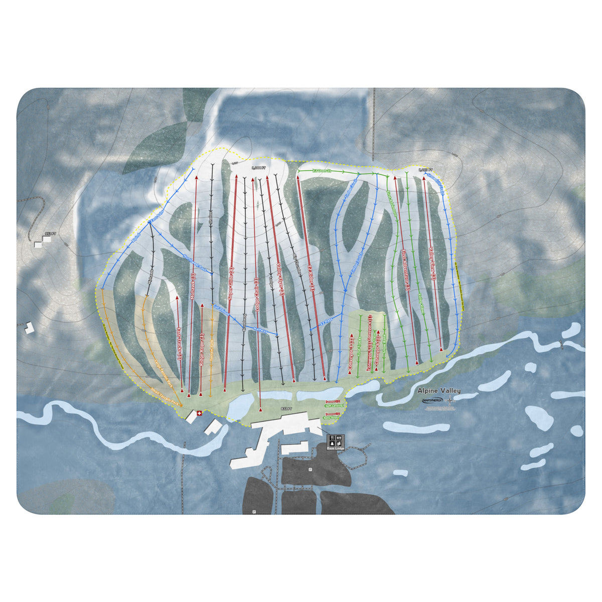 Alpine Valley, Wisconsin Ski Resort Map Blanket
