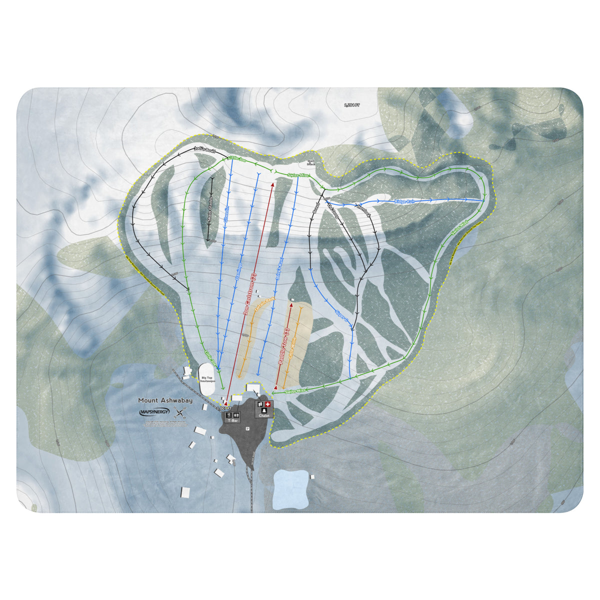 Mount Ashwabay, Wisconsin Ski Resort Map Blanket