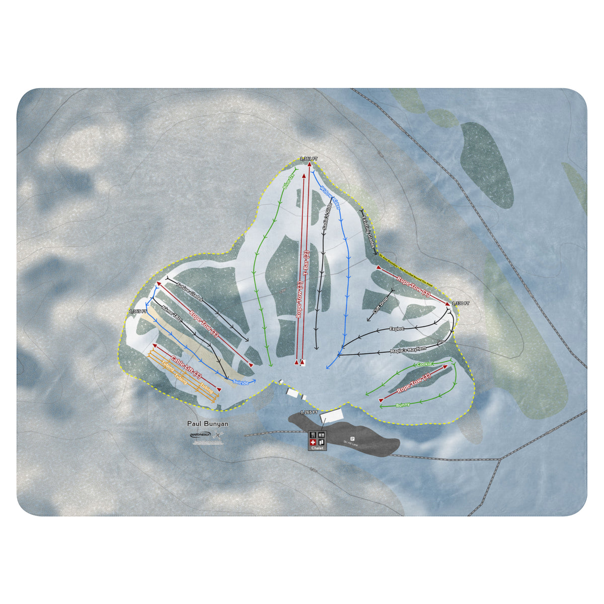 Paul Bunyan, Wisconsin Ski Resort Map Blanket
