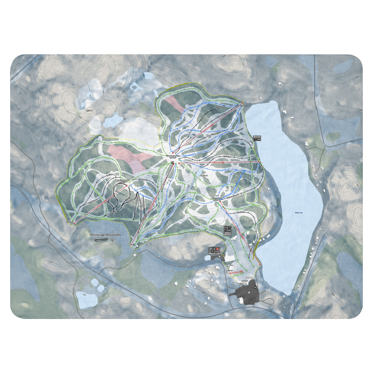 Whitecap Mountains, Wisconsin Ski Resort Map Blanket