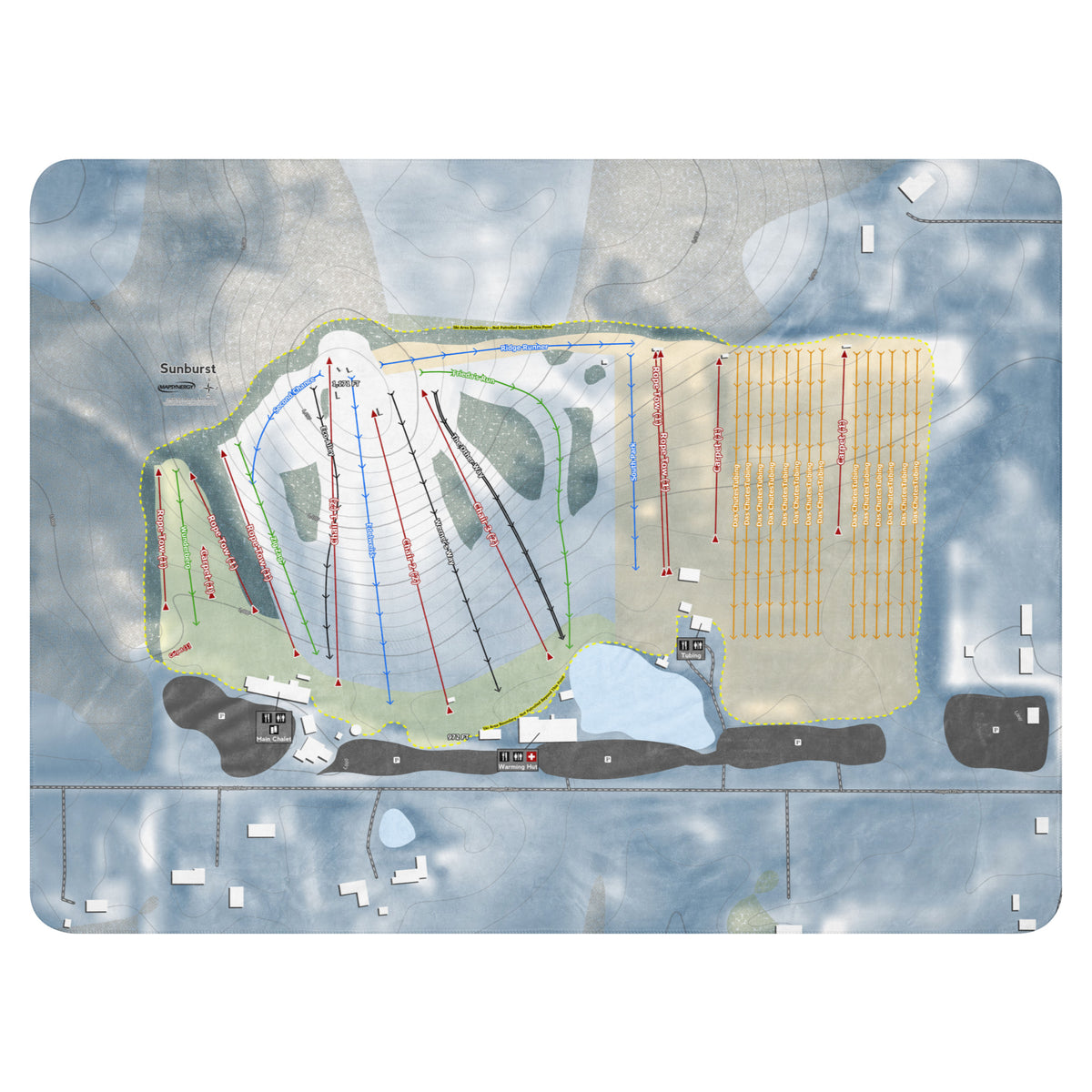 Sunburst, Wisconsin Ski Resort Map Blanket