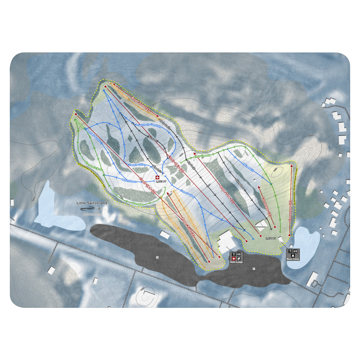 Little Switzerland, Wisconsin Ski Resort Map Blanket