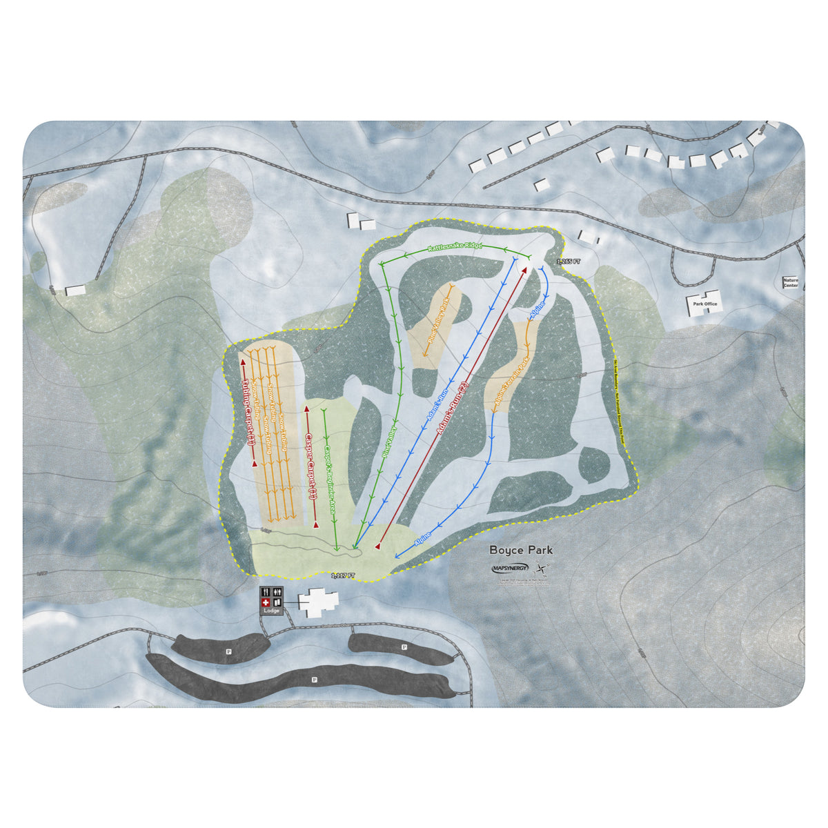 Boyce Park, Pennsylvania Ski Resort Map Blanket