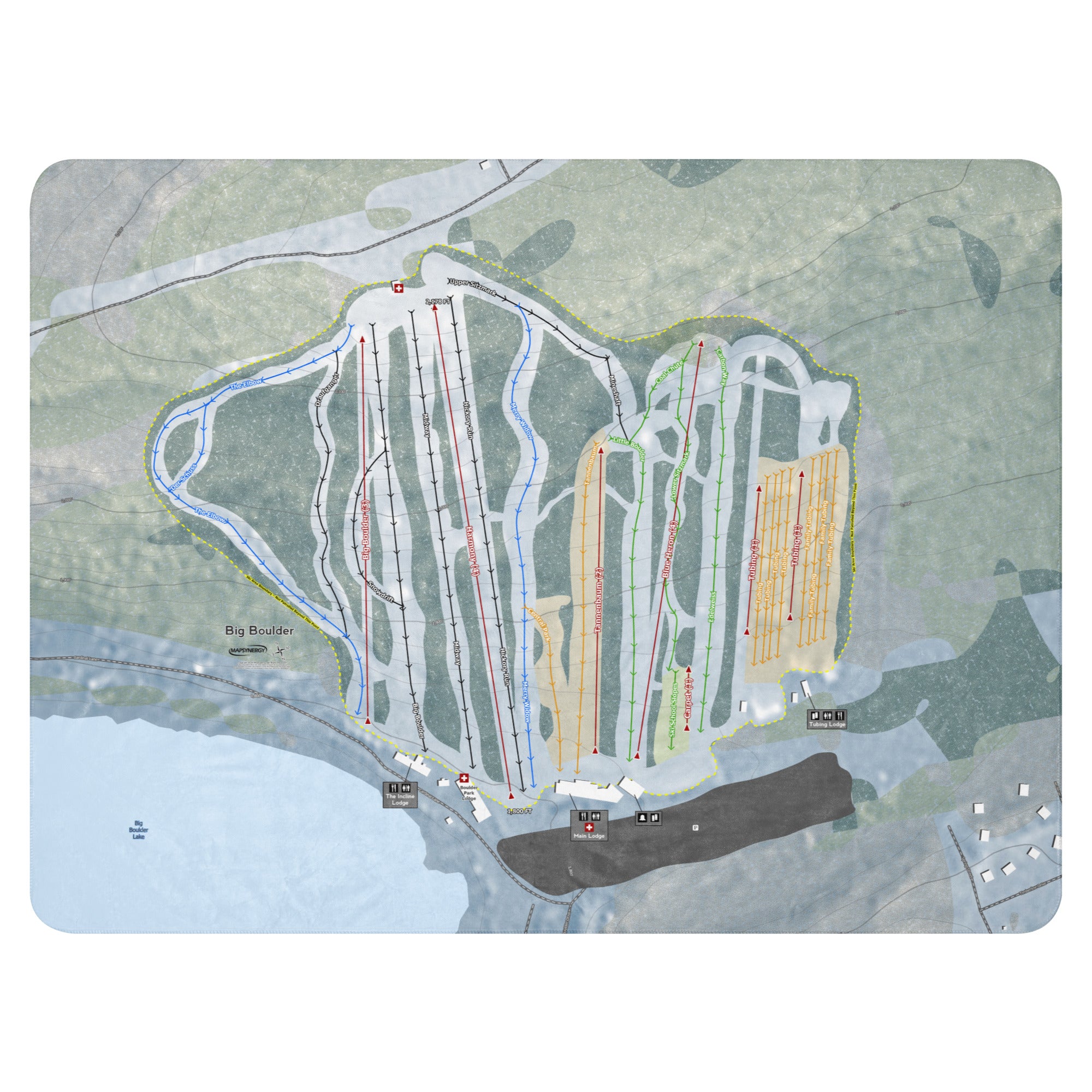 Big Boulder, Pennsylvania Ski Resort Map Blanket trail map