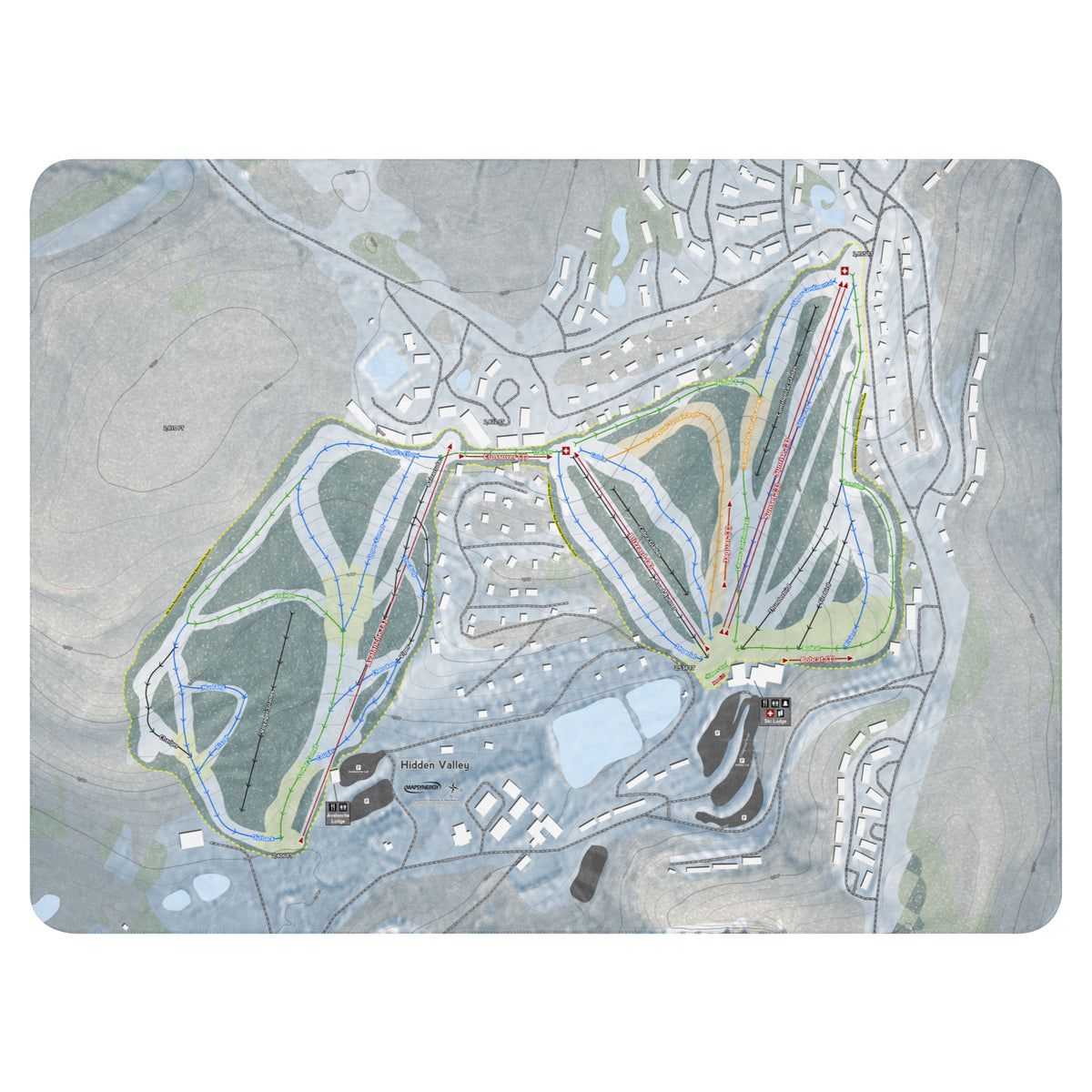 Hidden Valley, Pennsylvania Ski Resort Map Blanket