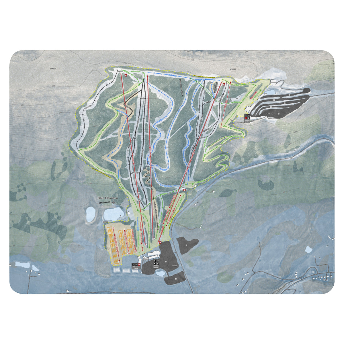 Blue Mountain, Pennsylvania Ski Resort Map Blanket