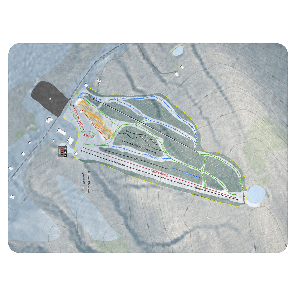 Mount Pleasant, Pennsylvania Ski Resort Map Blanket