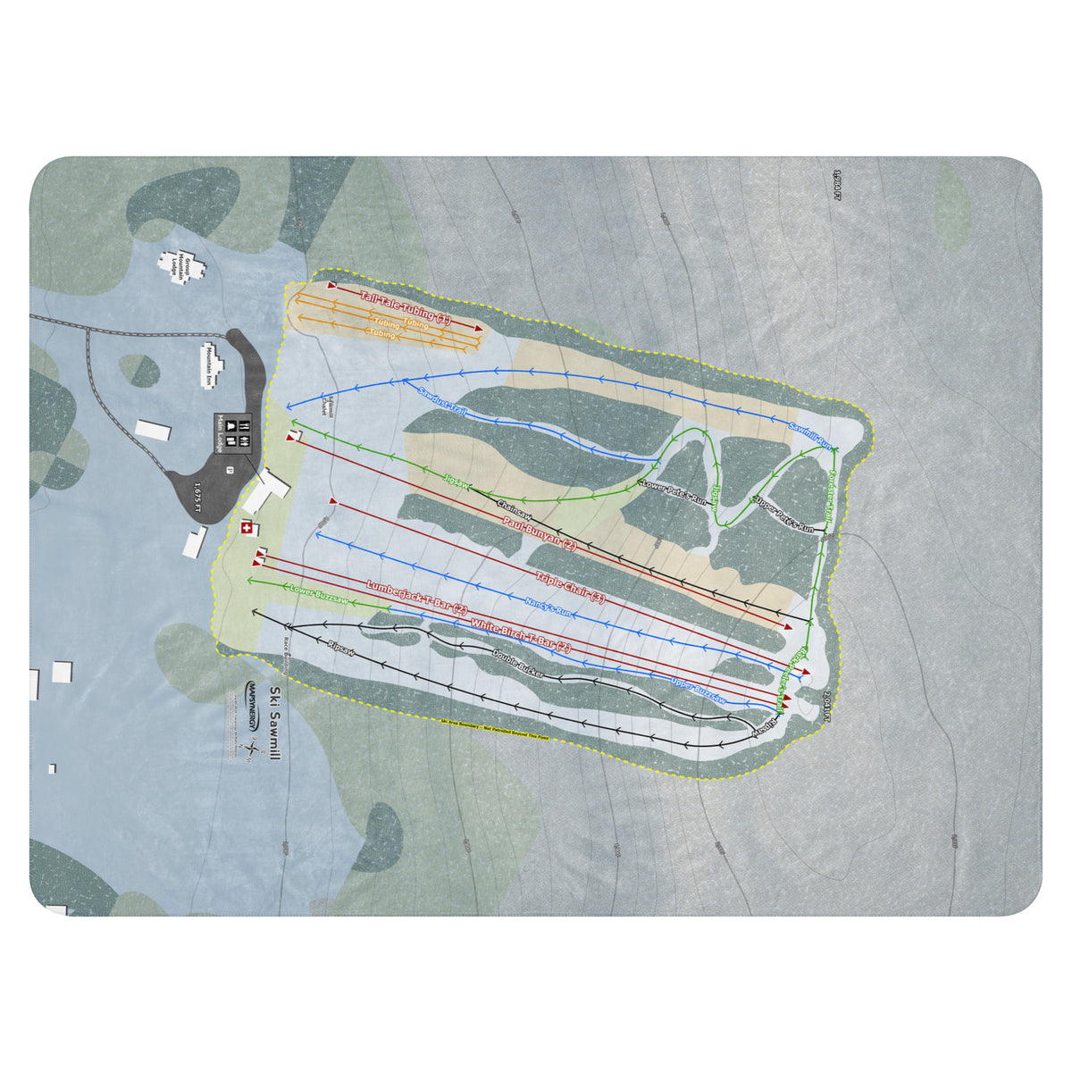 Ski Sawmill, Pennsylvania Ski Resort Map Blanket