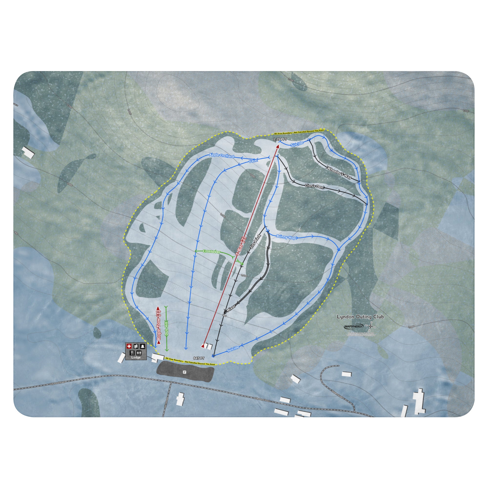 Lyndon Outing Club, Vermont Ski Resort Map Blanket trail map