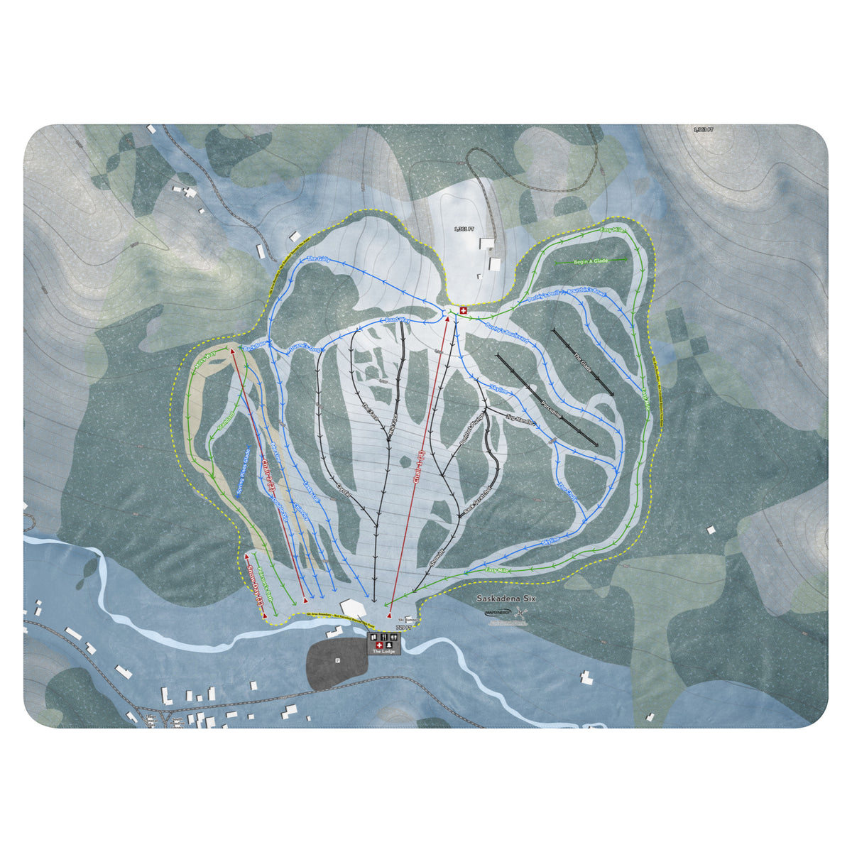 Saskadena Six, Vermont Ski Resort Map Blanket