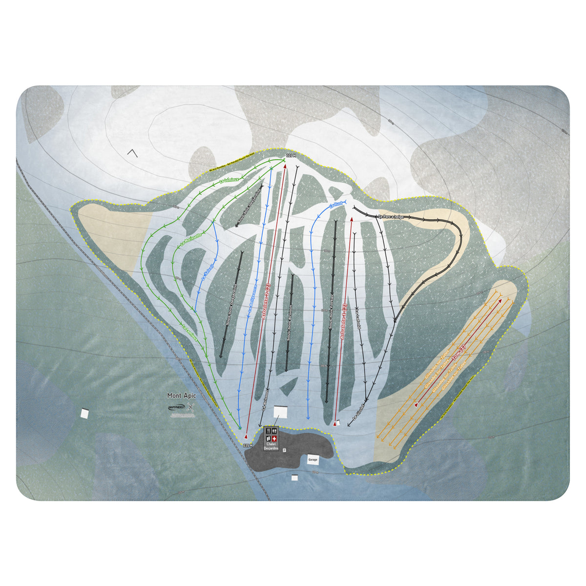 Mont Apic, Quebec Ski Resort Map Blanket