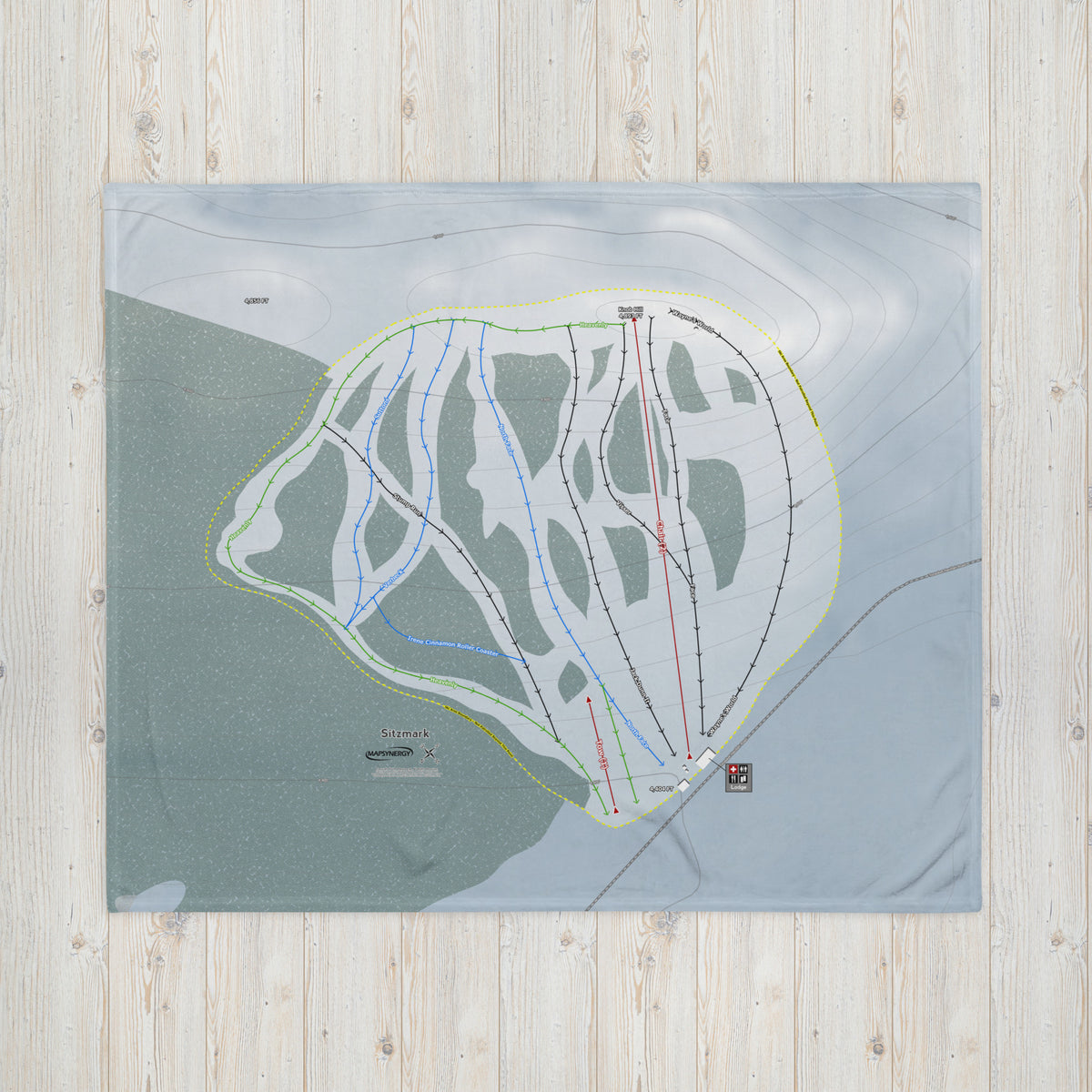 Sitzmark, Washington Ski Resort Map Blanket - Powderaddicts