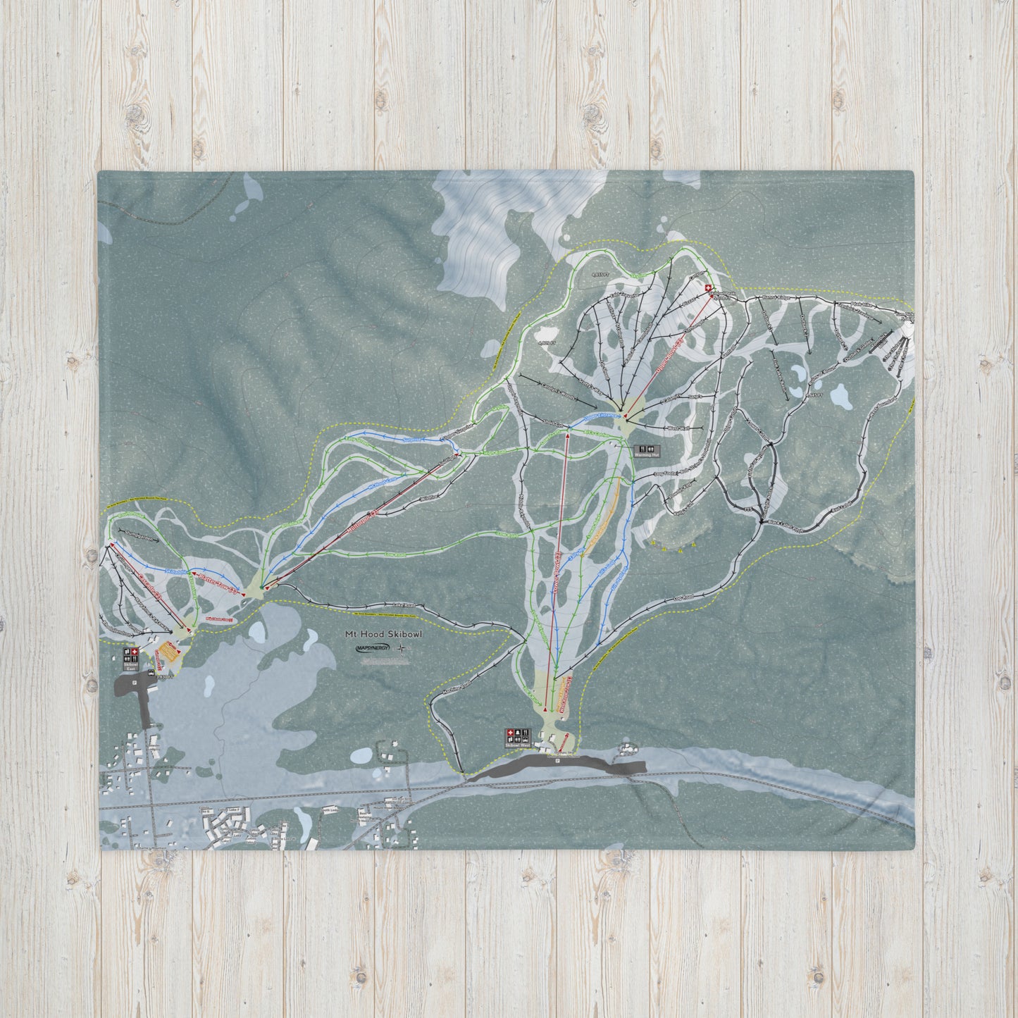 Mt Hood Skibowl, Oregon Ski Resort Map Blanket - Powderaddicts