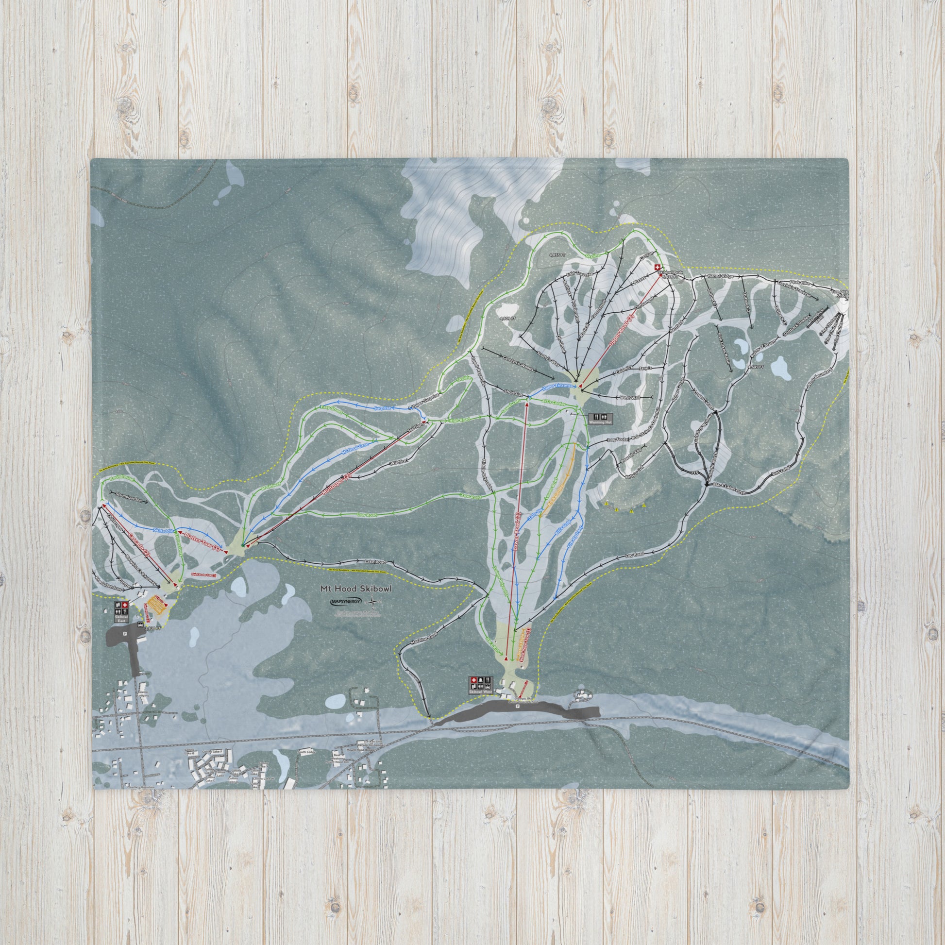 Mt Hood Skibowl, Oregon Ski Resort Map Blanket - Powderaddicts