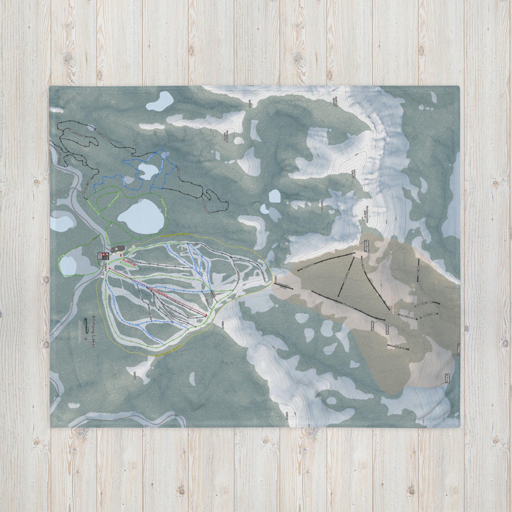 Anthony Lakes, Oregon Ski Resort Map Blanket - Powderaddicts