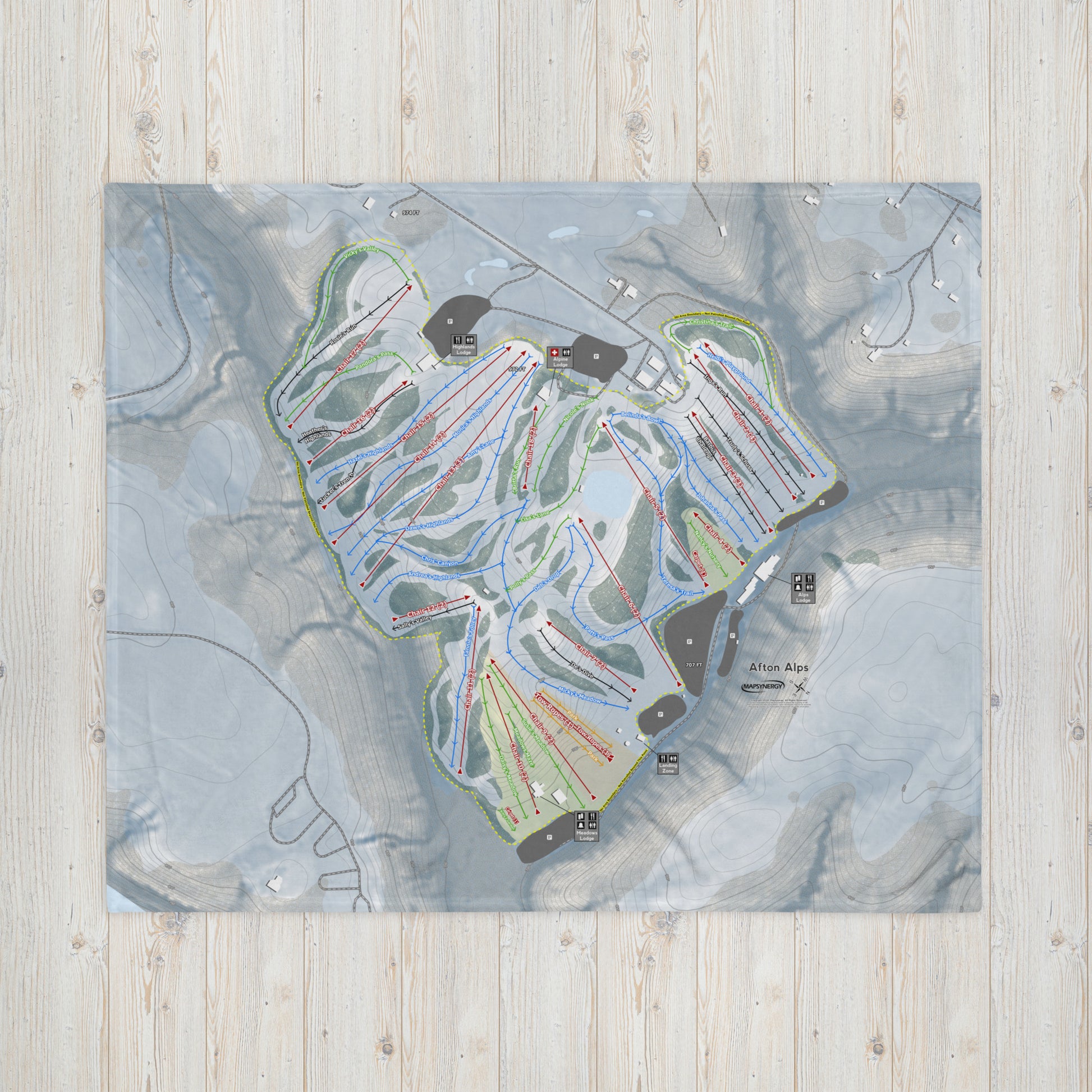 Afton Alps, Minnesota Ski Resort Map Blanket - Powderaddicts