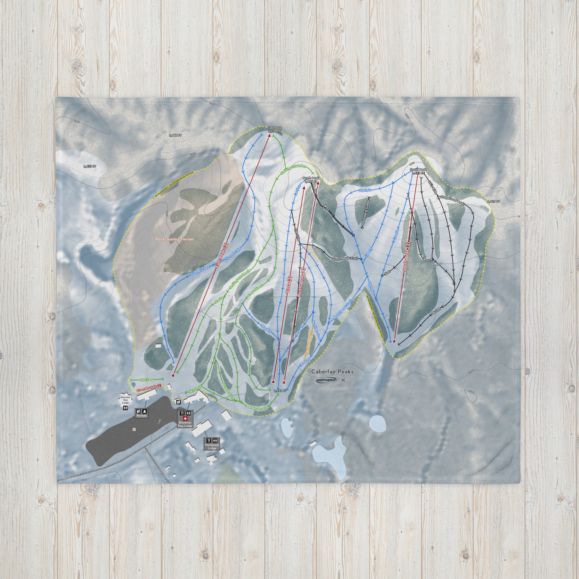 Caberfae Peaks, Michigan Ski Resort Map Blanket - Powderaddicts