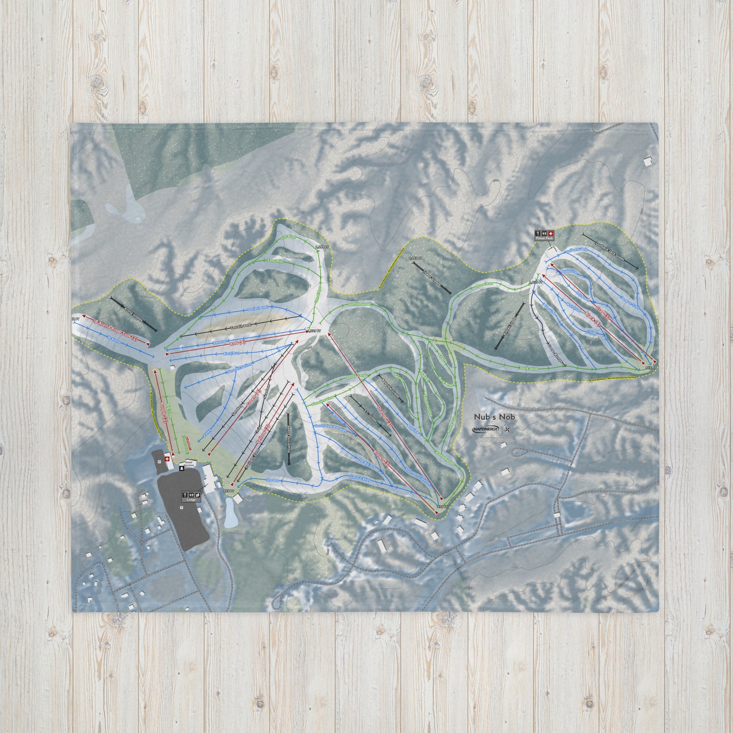 NUB'S NOB, MICHIGAN SKI RESORT MAP BLANKET - Powderaddicts