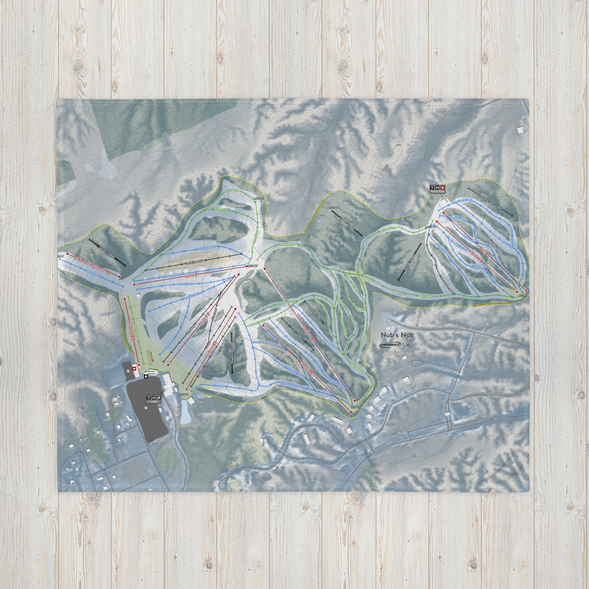 NUB'S NOB, MICHIGAN SKI RESORT MAP BLANKET - Powderaddicts