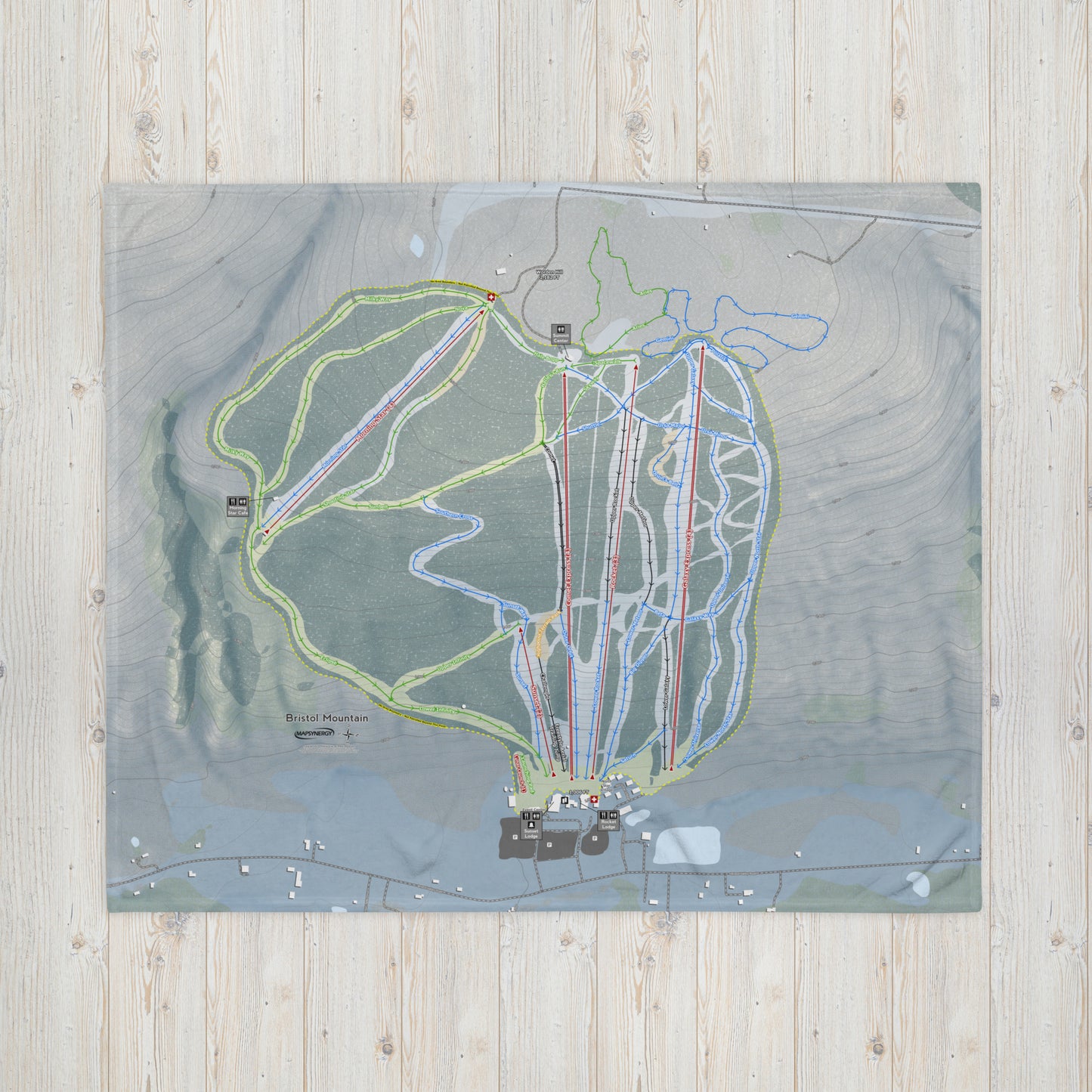 BRISTOL MOUNTAIN, NEW YORK SKI RESORT MAP BLANKET - Powderaddicts