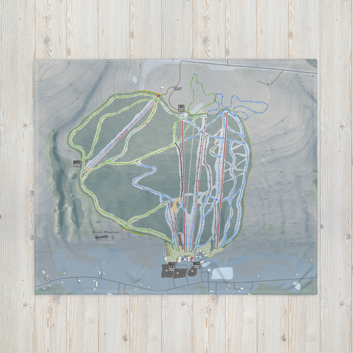 BRISTOL MOUNTAIN, NEW YORK SKI RESORT MAP BLANKET