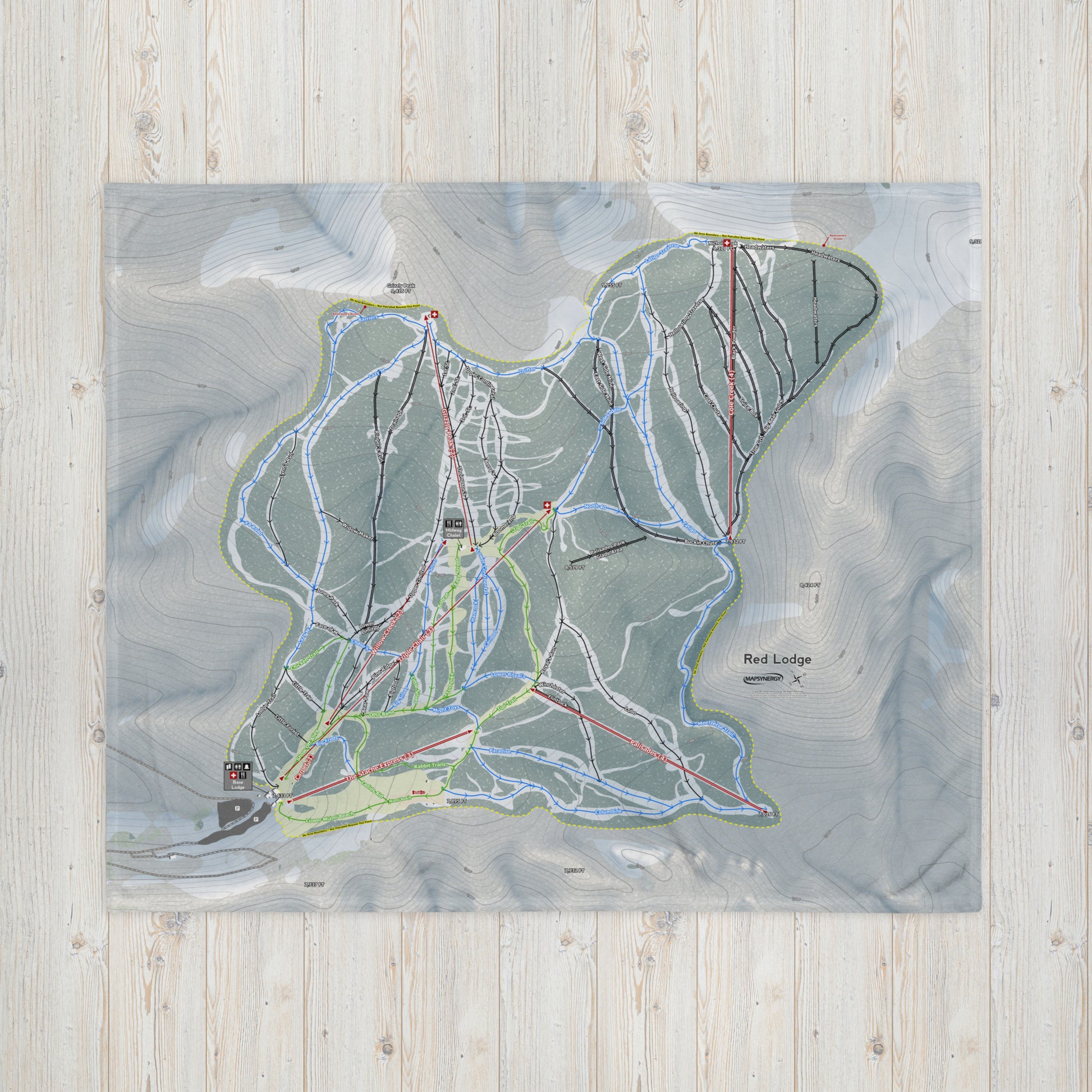 RED LODGE, MONTANA SKI RESORT MAP BLANKET - Powderaddicts