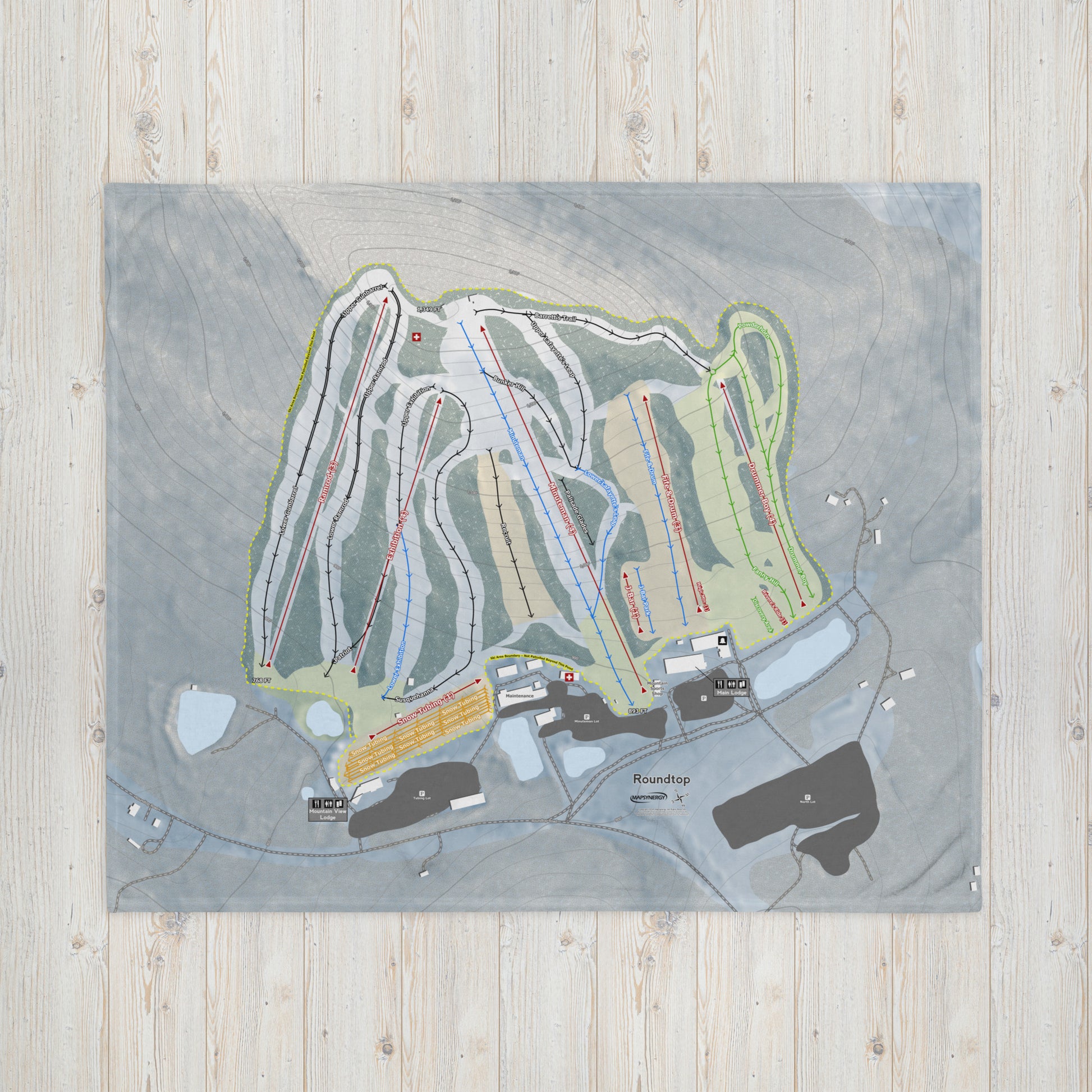ROUNDTOP, PENNSYLVANIA SKI RESORT MAP BLANKET - Powderaddicts