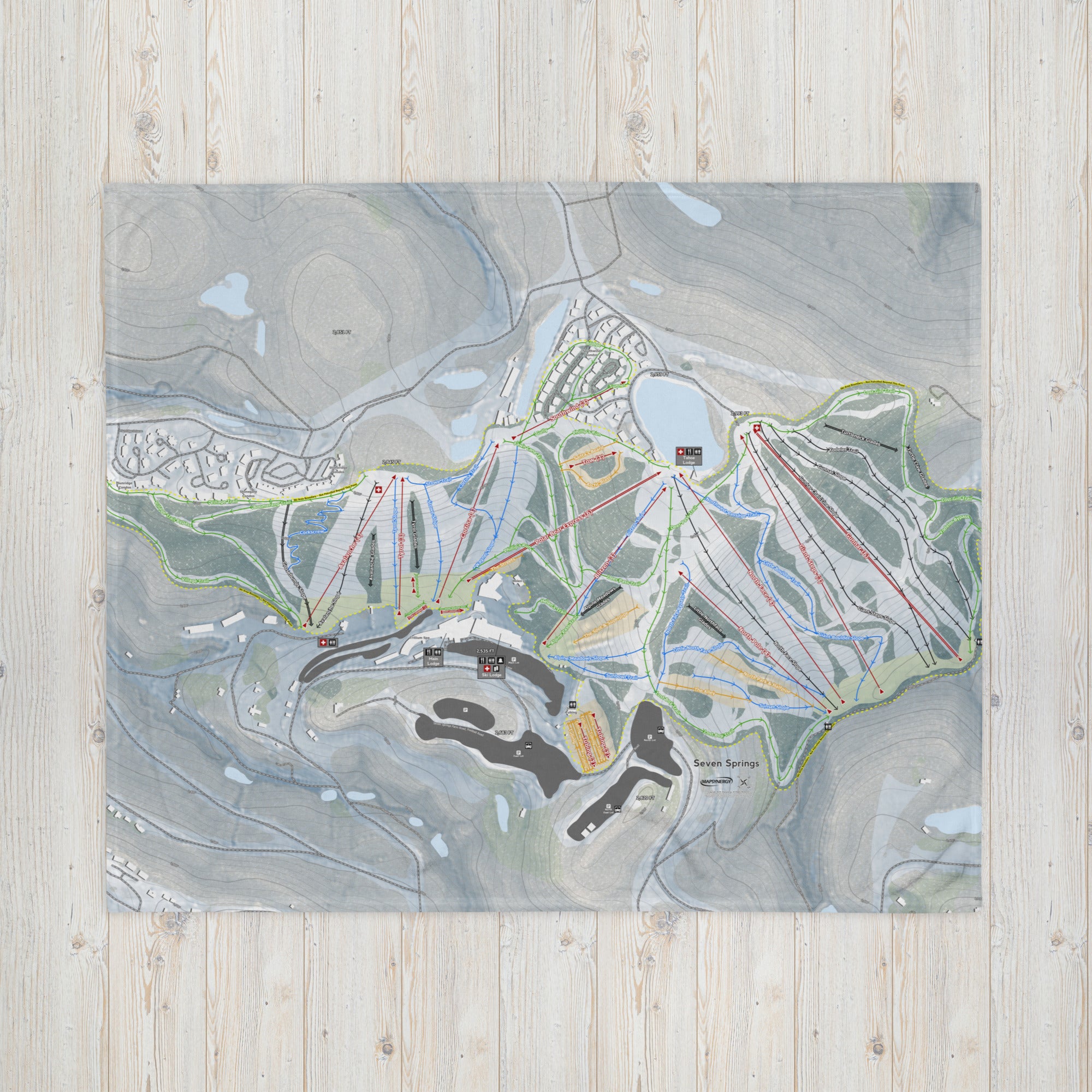 SEVEN SPRINGS, PENNSYLVANIA SKI RESORT MAP BLANKET
