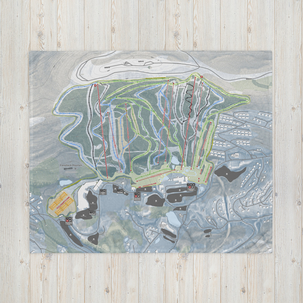 Camelback Mountain, Pennsylvania Ski Resort Map Blanket - Powderaddicts