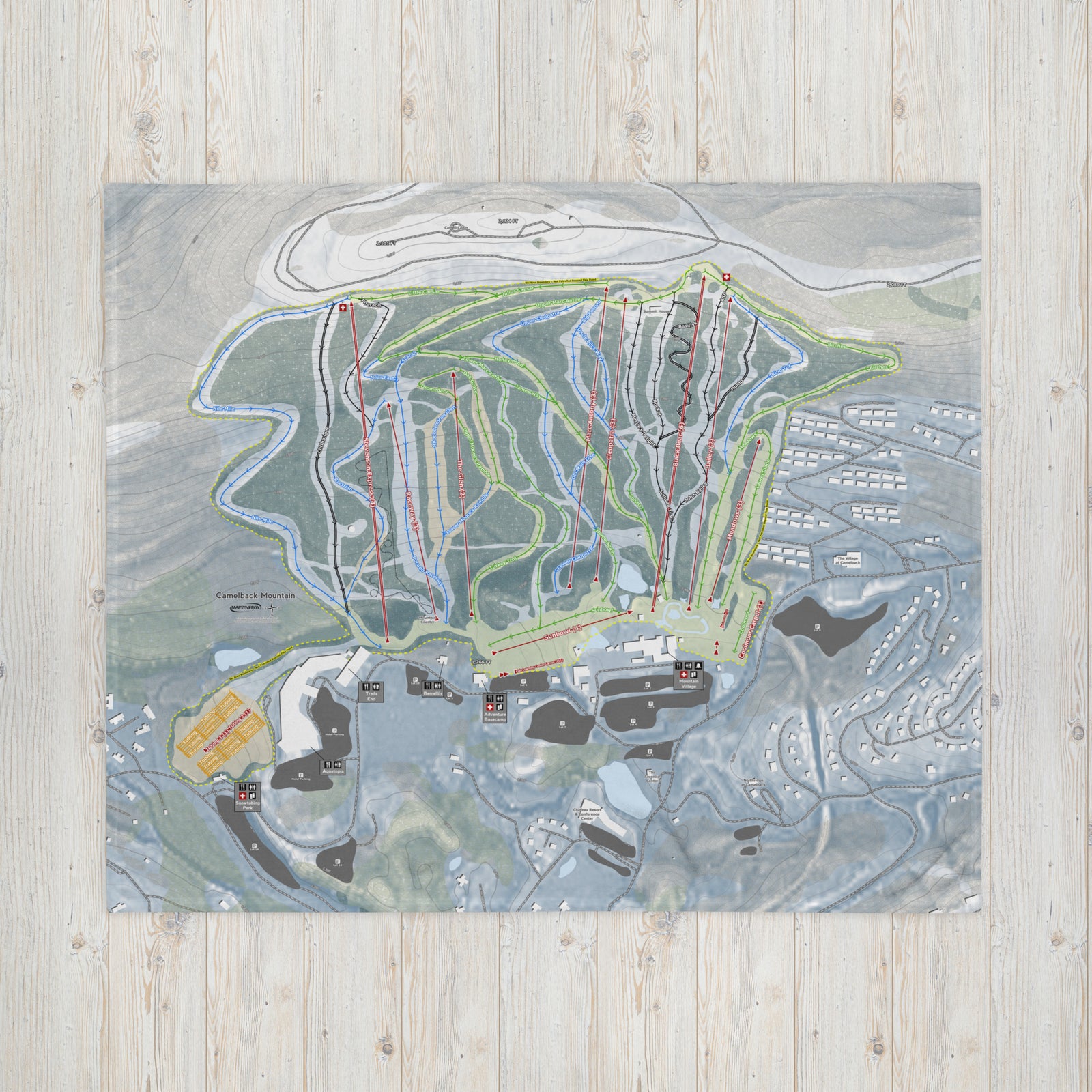 Camelback Mountain, Pennsylvania Ski Resort Map Blanket - Powderaddicts