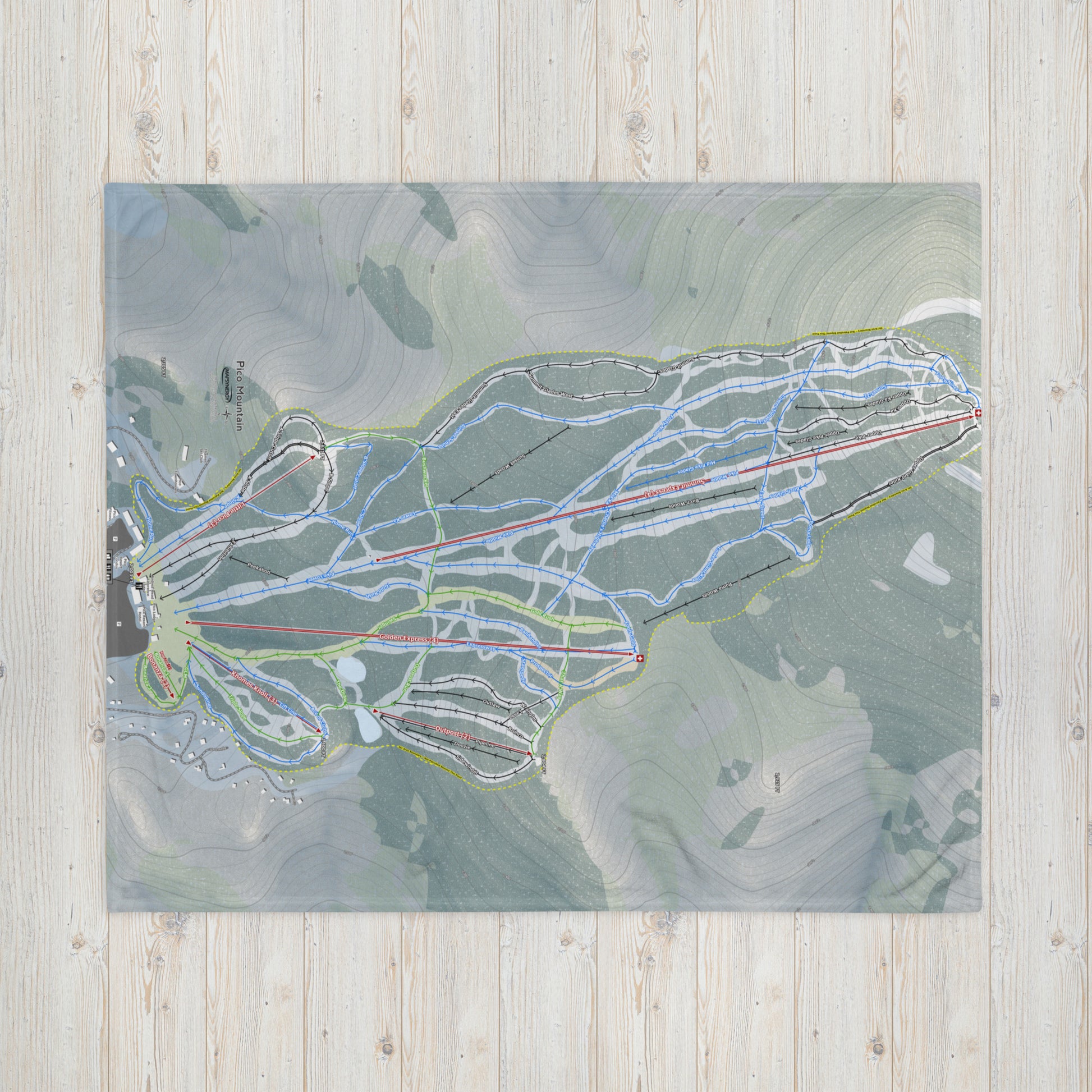 Pico Mountain, Vermont Ski resort Map Blanket - Powderaddicts