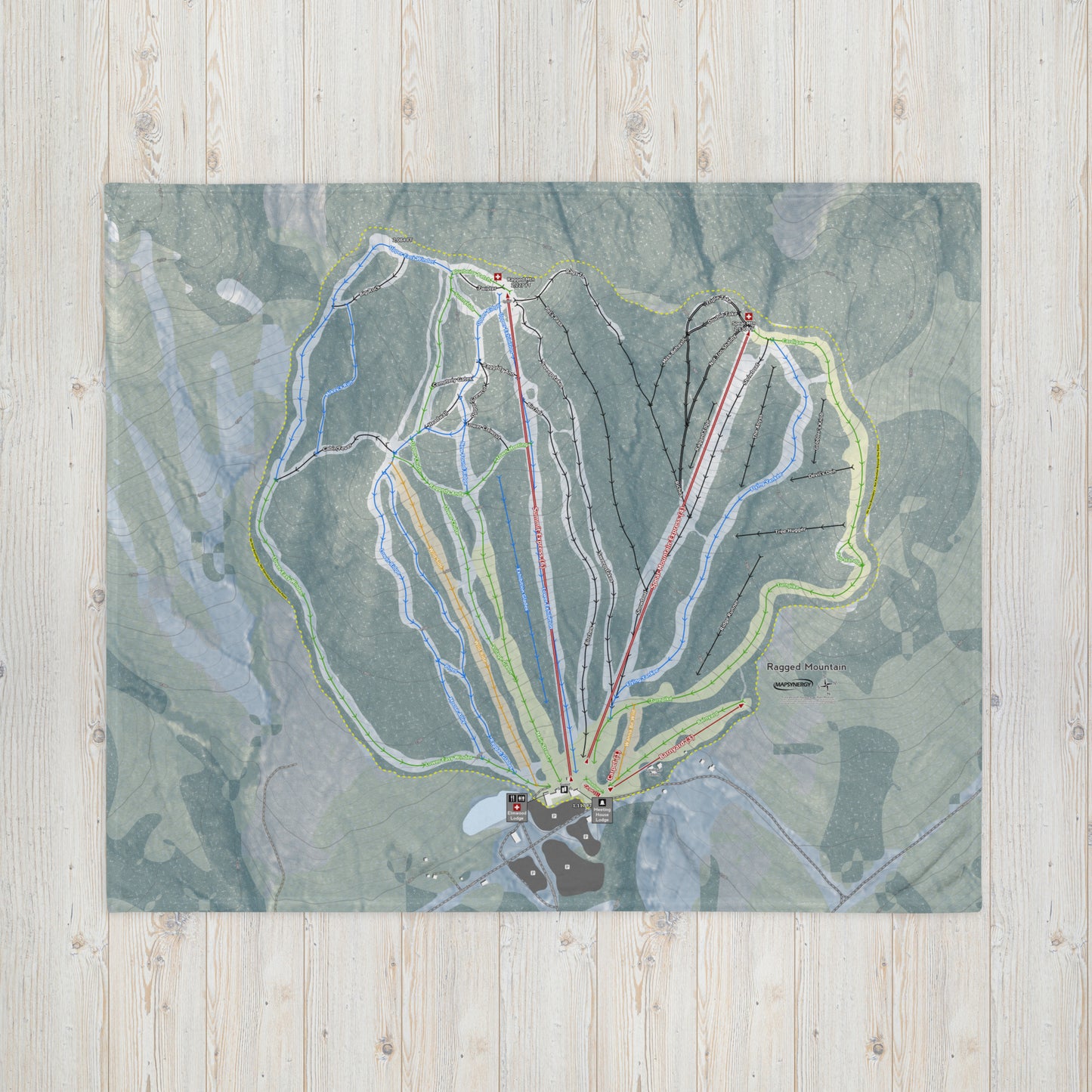 Ragged Mountain, New Hampshire Ski Resort Map Blanket - Powderaddicts