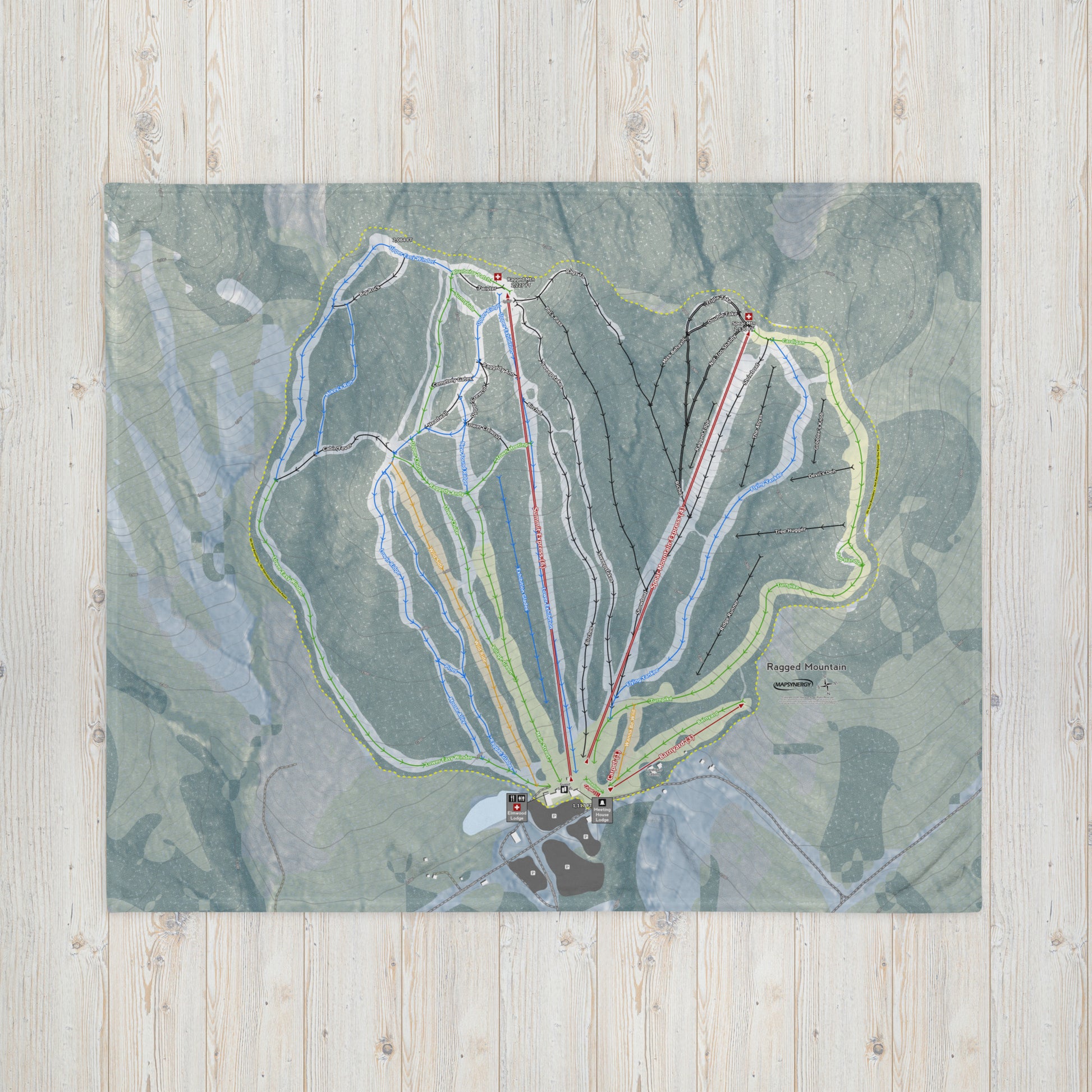 Ragged Mountain, New Hampshire Ski Resort Map Blanket - Powderaddicts