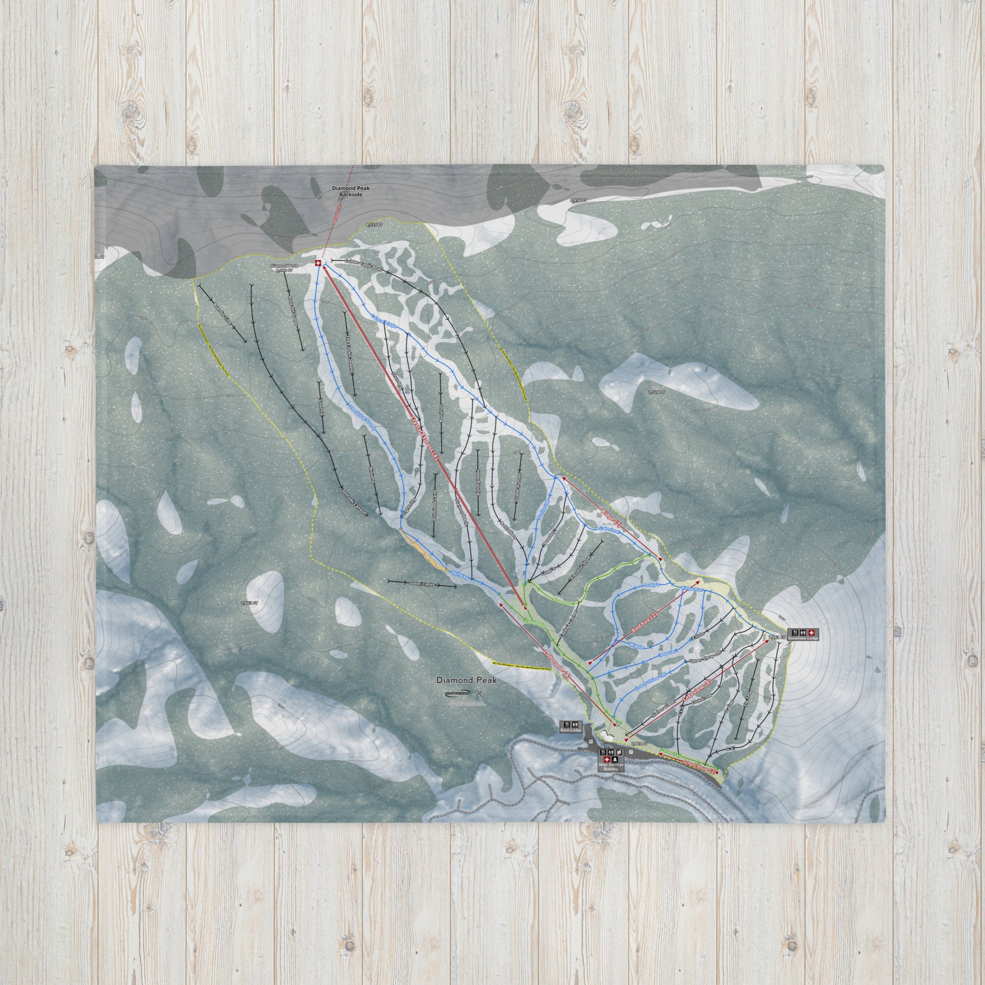 Diamond Peak, Nevada Ski Resort Map Blanket - Powderaddicts