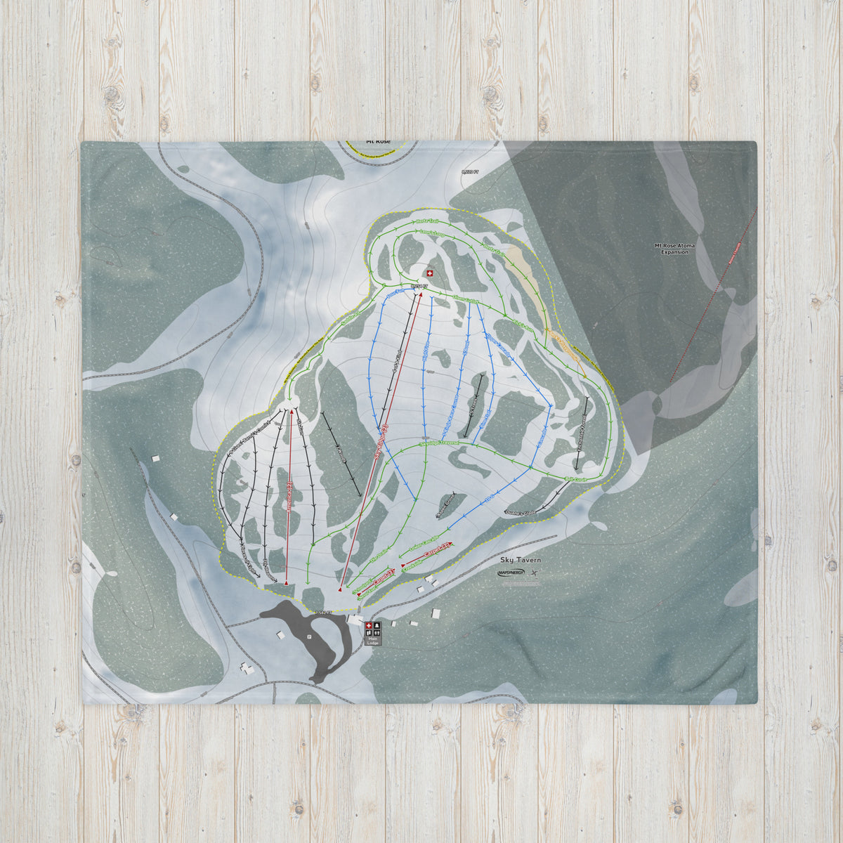 Sky Tavern, Nevada Ski Resort Map Fleece Blanket - Powderaddicts