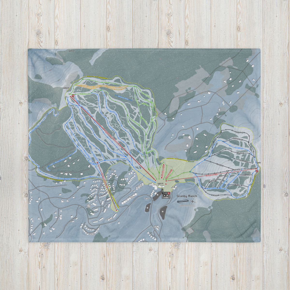 Granby Ranch, Colorado Ski Resort Map Blanket - Powderaddicts