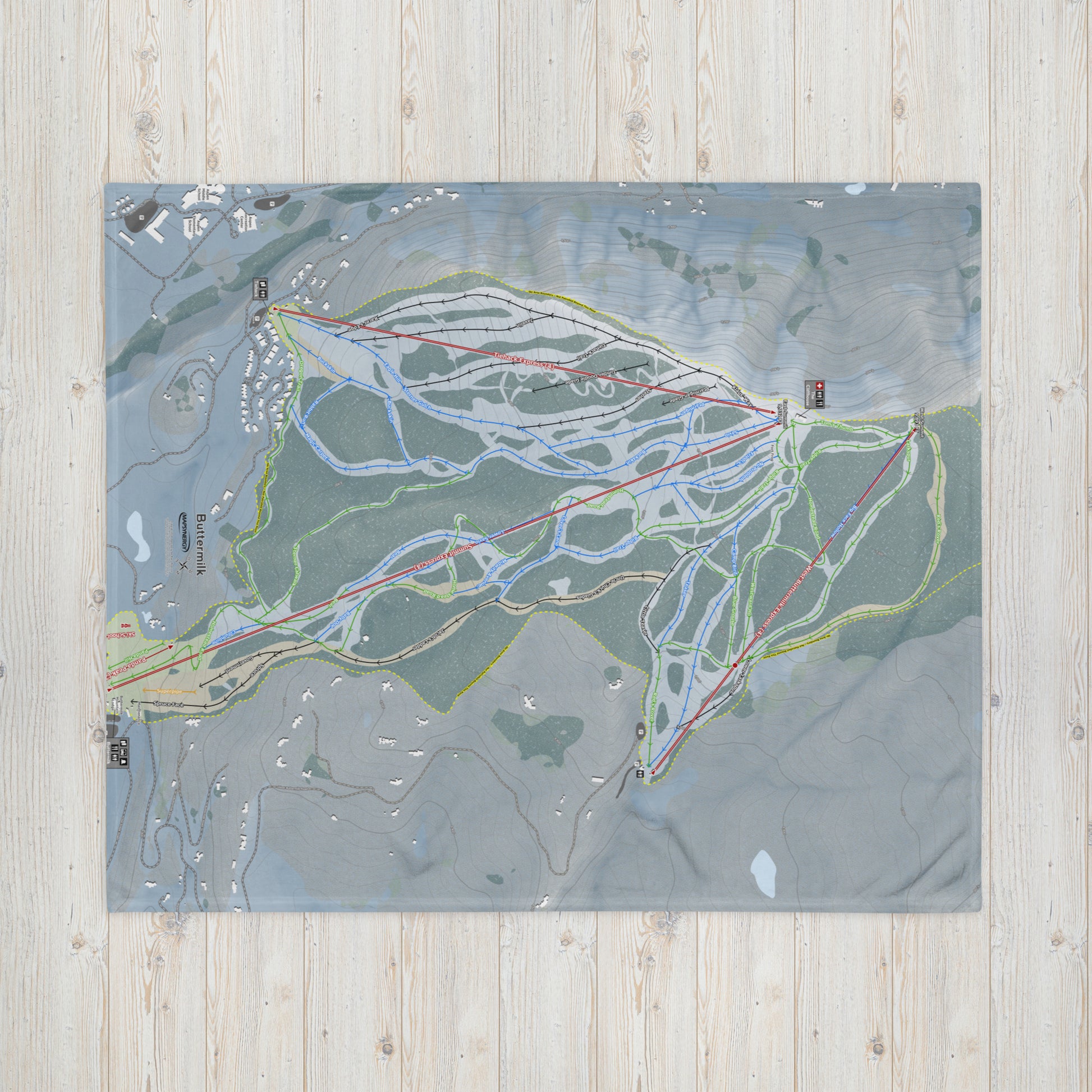 Buttermilk, Colorado Ski Resort Map Blanket - Powderaddicts