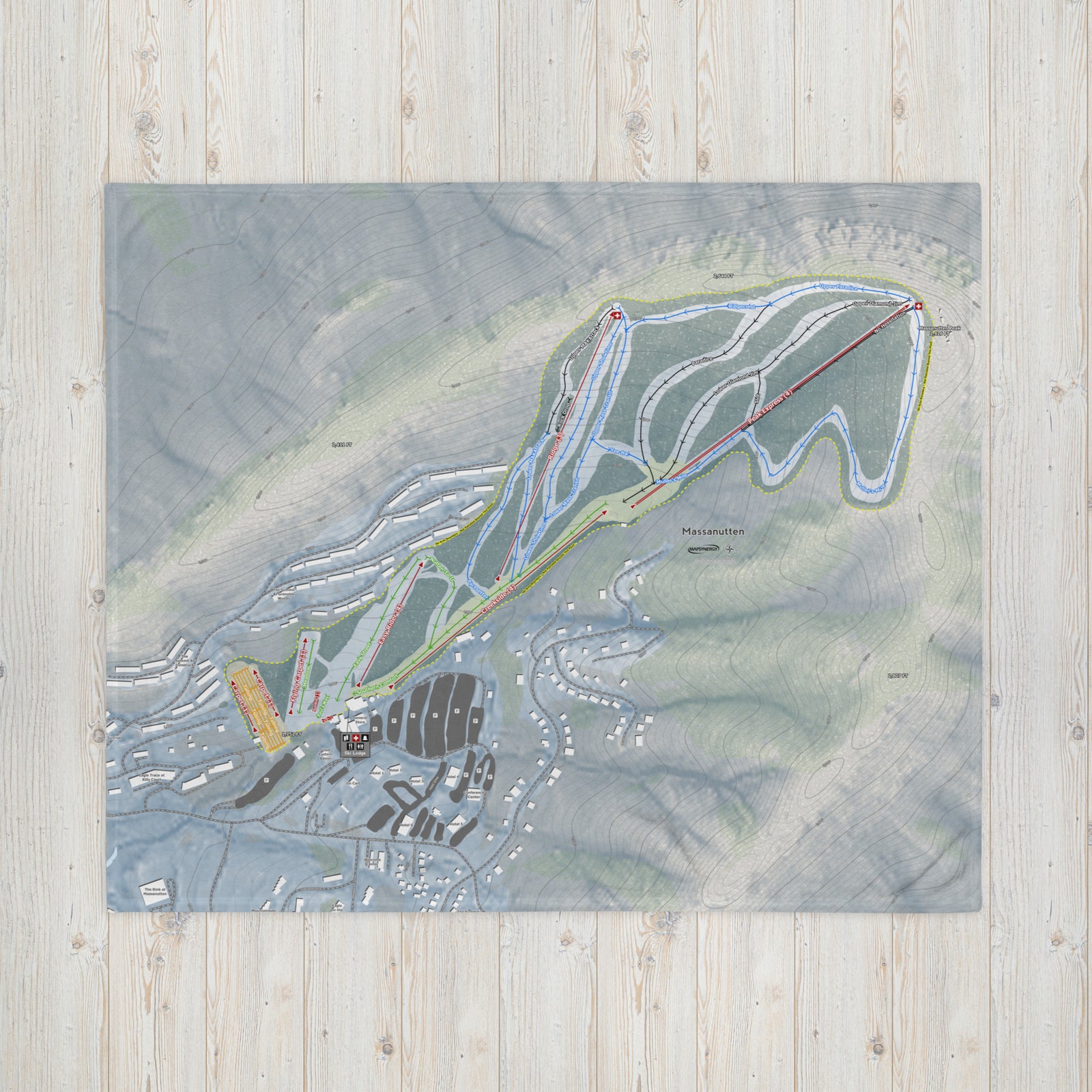 Massanutten, Virginia Ski Resort Map Blanket - Powderaddicts