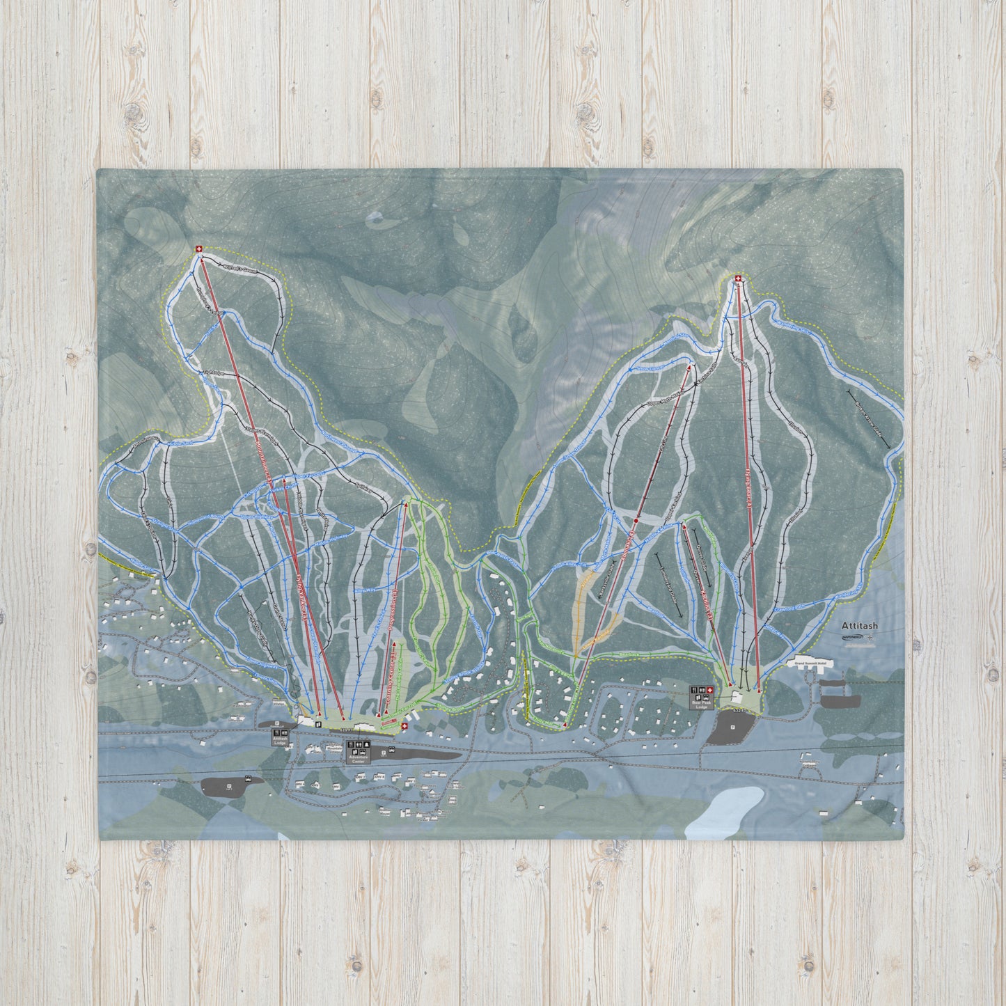 Attitash Mountain, New Hampshire Ski Resort Map Blanket - Powderaddicts