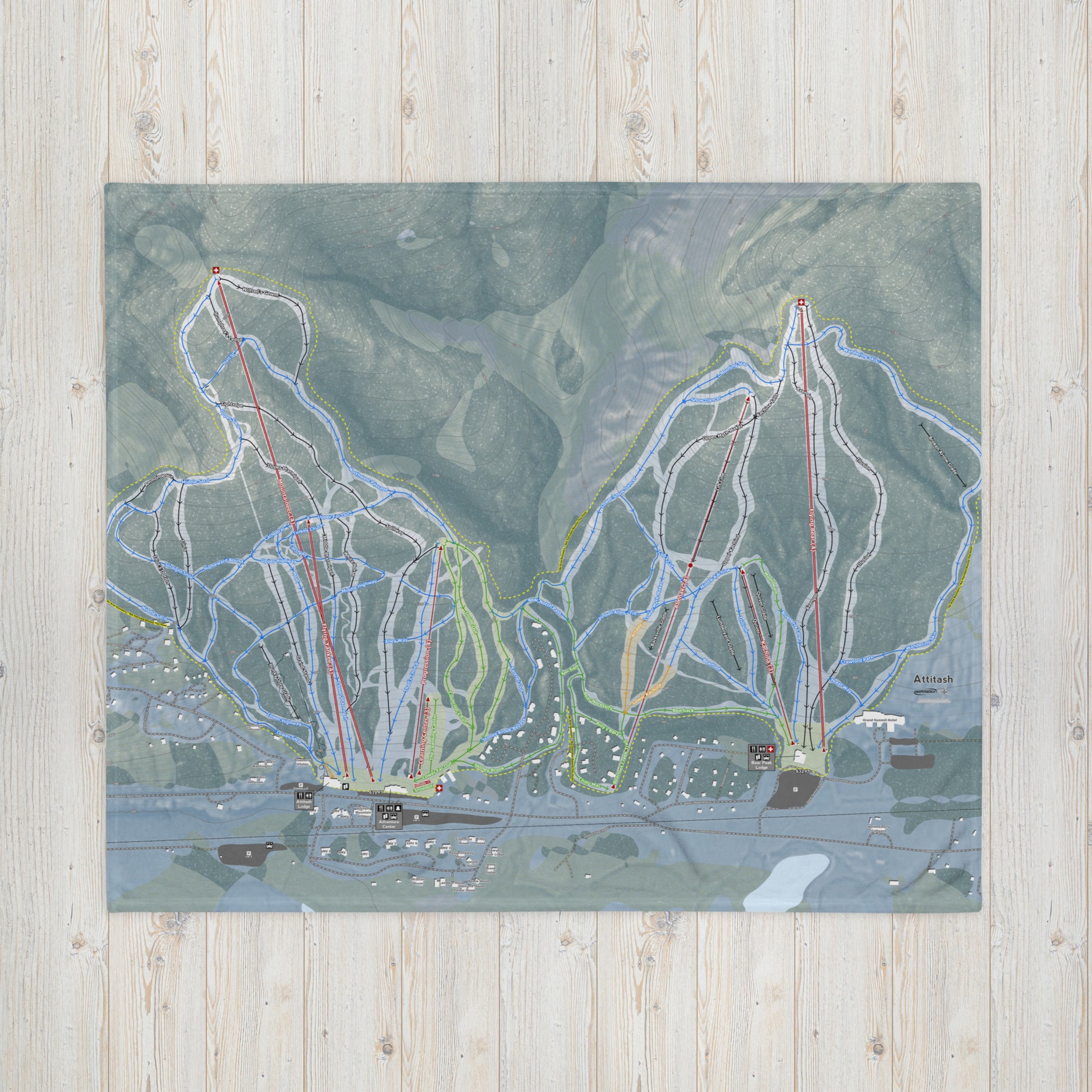 Attitash Mountain, New Hampshire Ski Resort Map Blanket - Powderaddicts