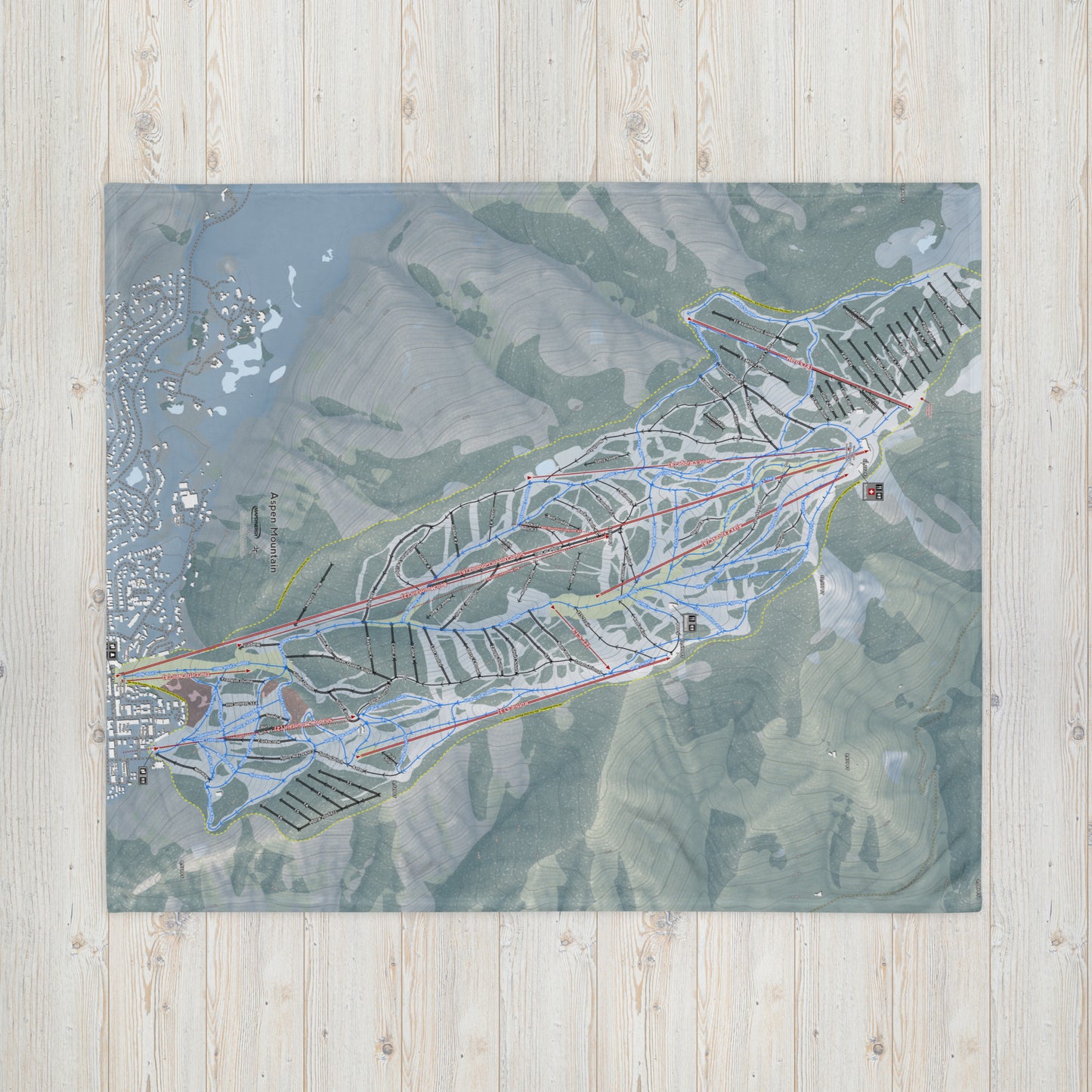 Aspen Mountain, Colorado Ski Resort Map Blanket - Powderaddicts