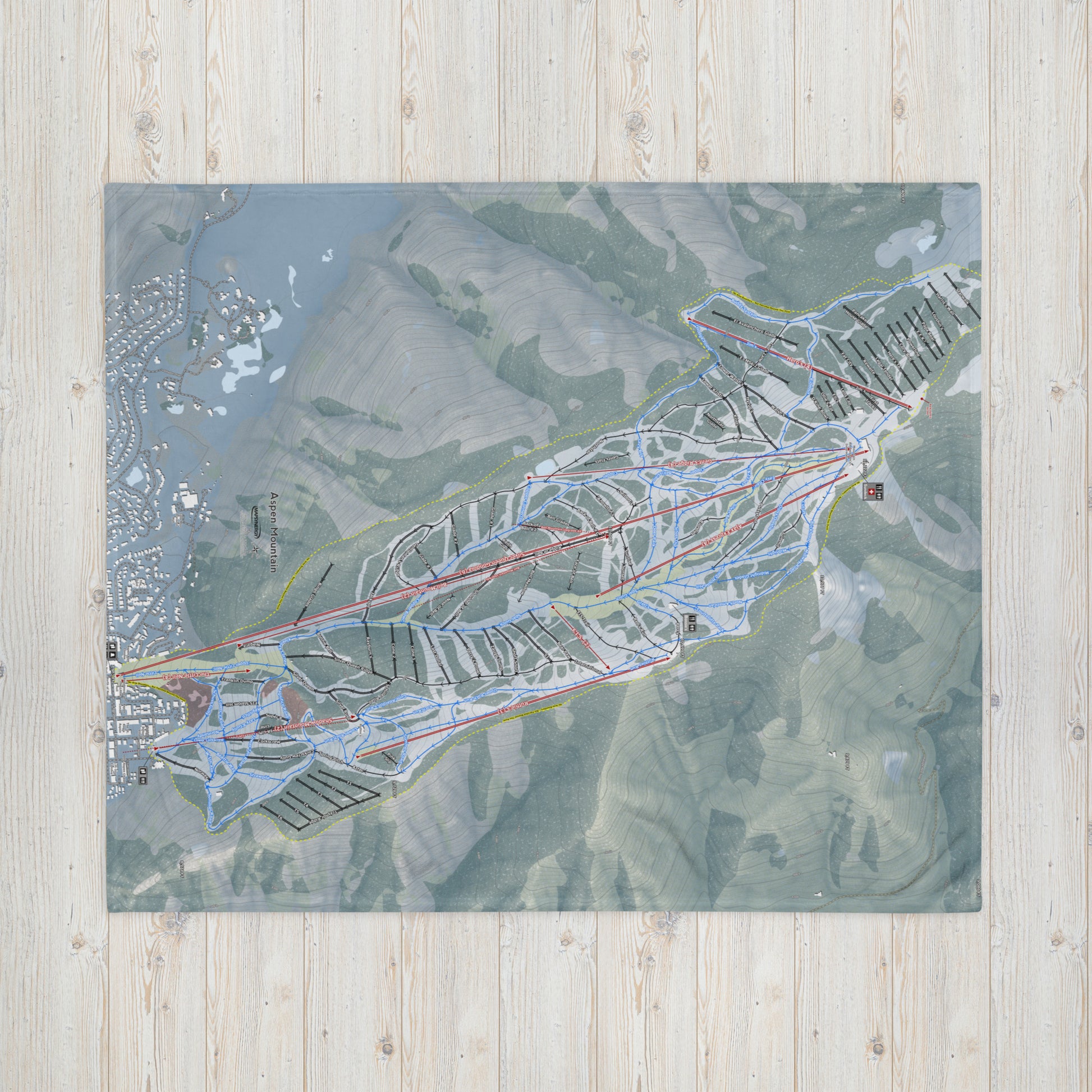 Aspen Mountain, Colorado Ski Resort Map Blanket - Powderaddicts