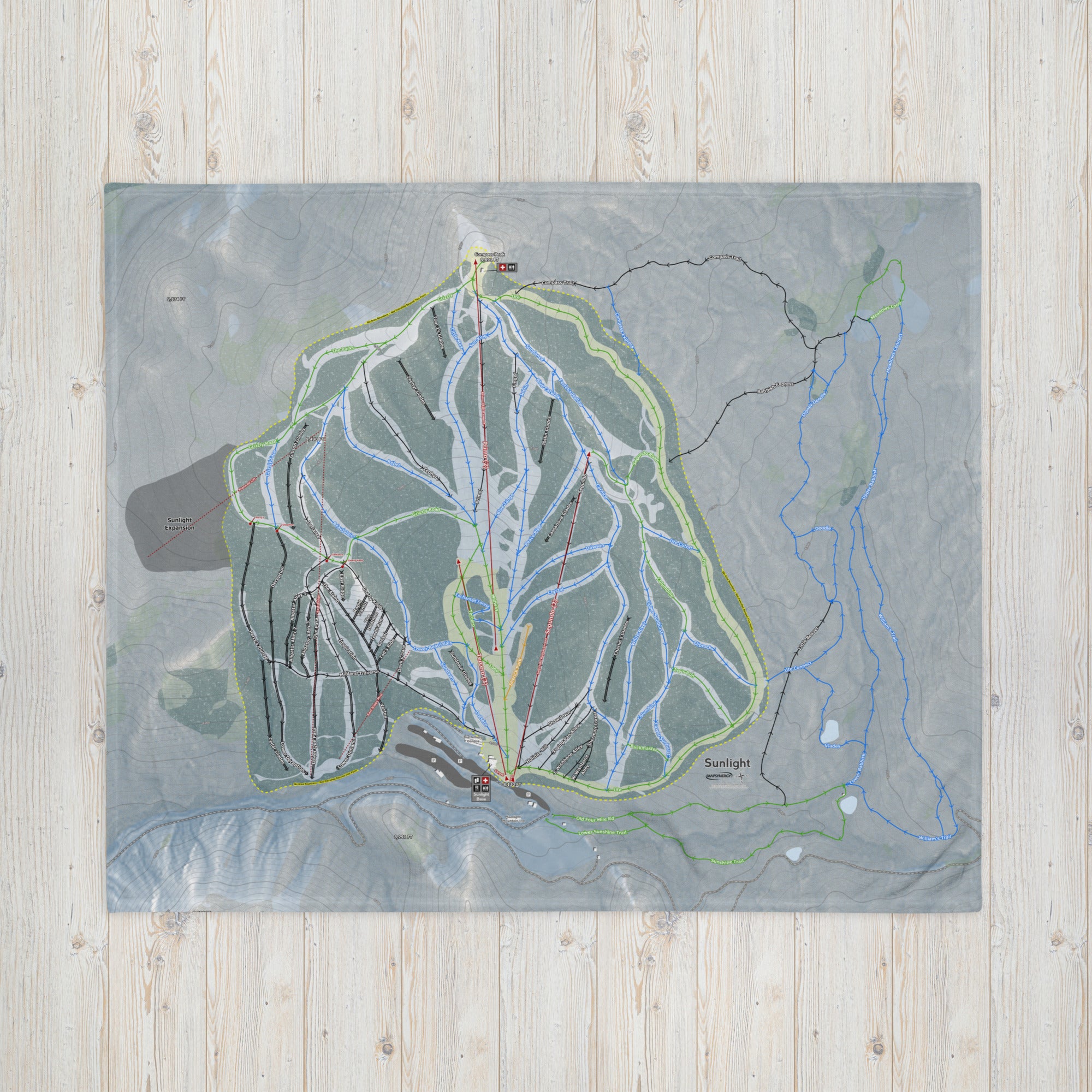 Sunlight Mountain Resort, Colorado Ski Trail Map Blanket