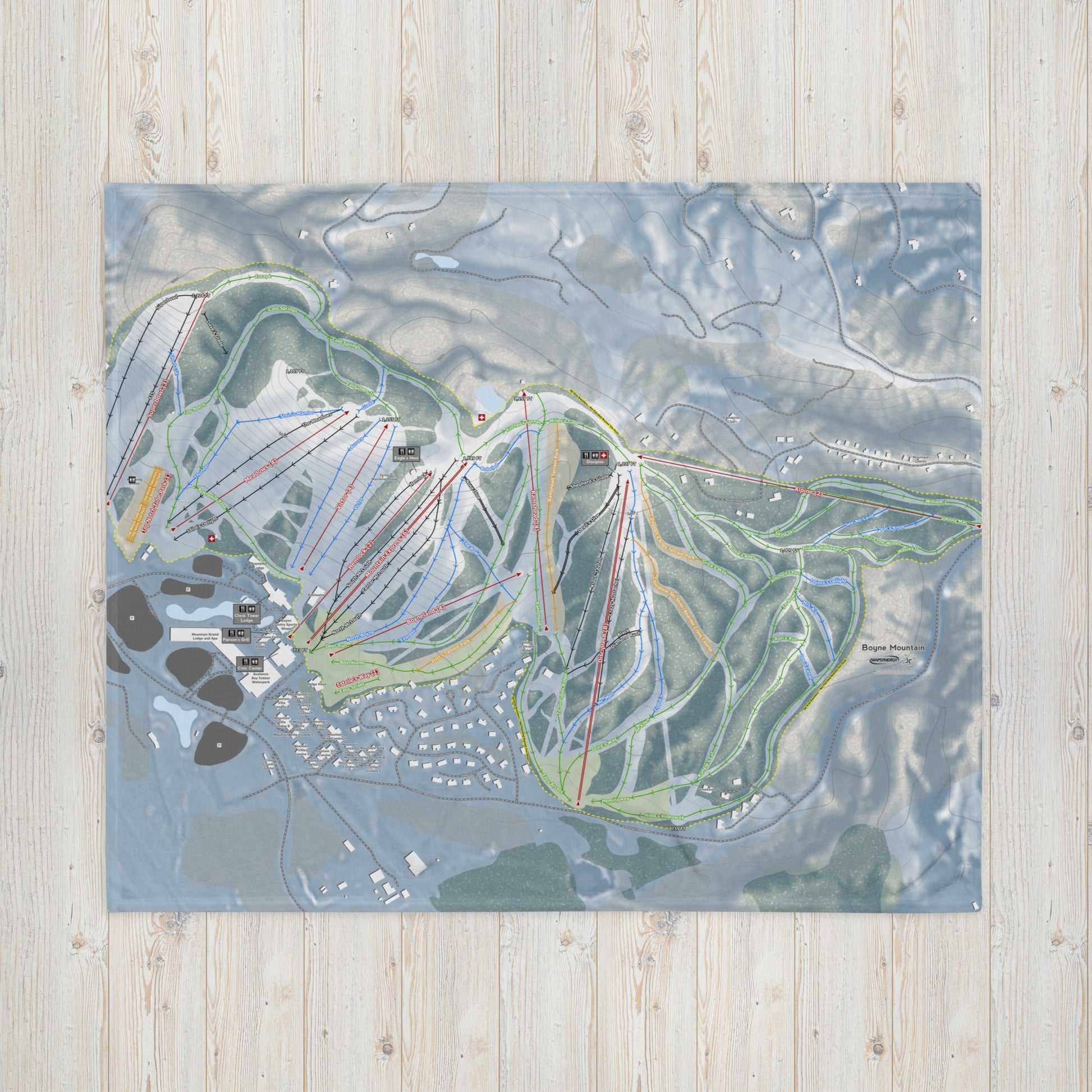 Boyne Mountain, Michigan Ski Resort Map Blanket - Powderaddicts
