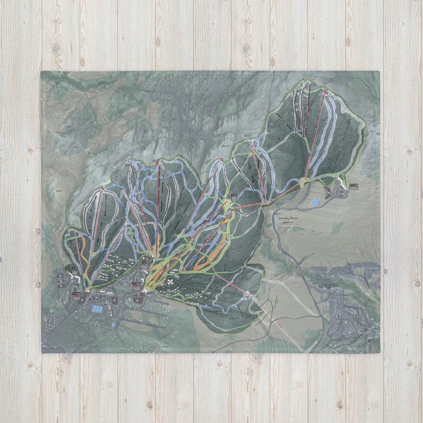 Sunday River, Maine Ski Resort Map blanket - Powderaddicts