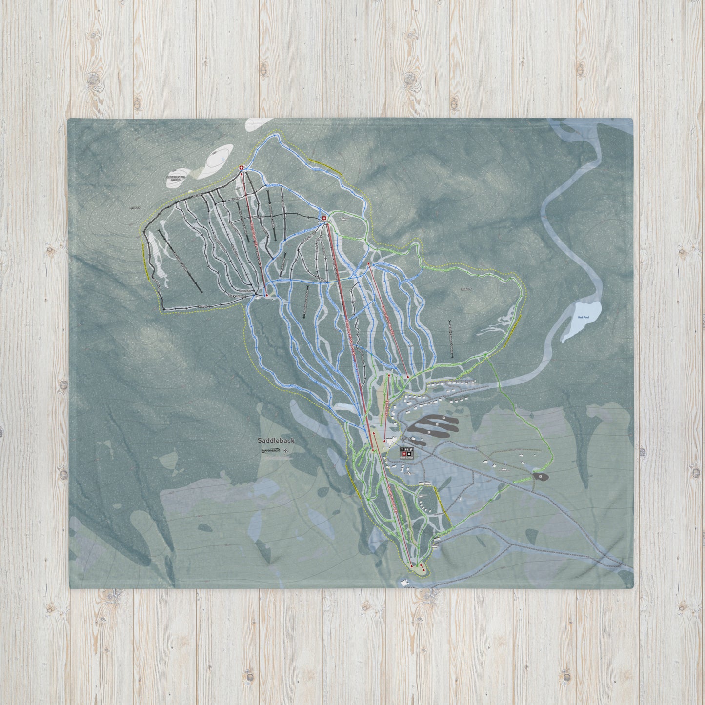 Saddleback, Maine Ski Resort Map Blanket - Powderaddicts