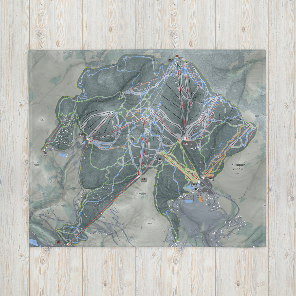 Killington, Vermont Ski Resort Map blanket - Powderaddicts