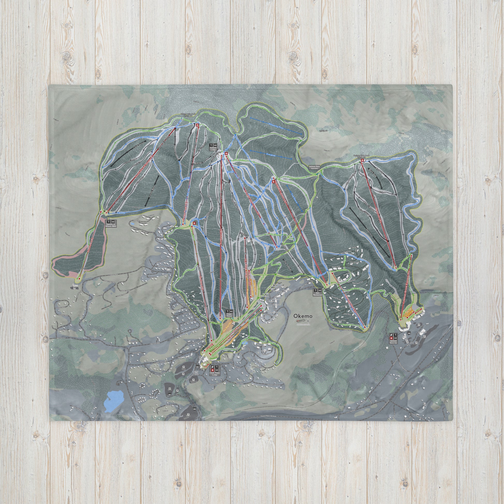 Okemo, Vermont Ski Resort Map blanket - Powderaddicts