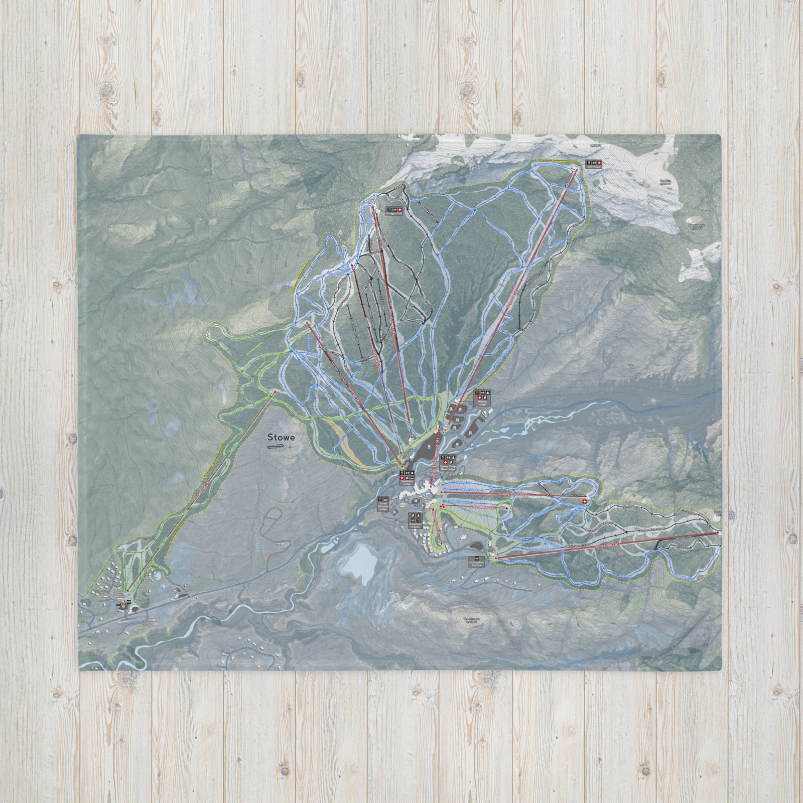 Stowe, Vermont Ski Resort Map Blanket - Powderaddicts
