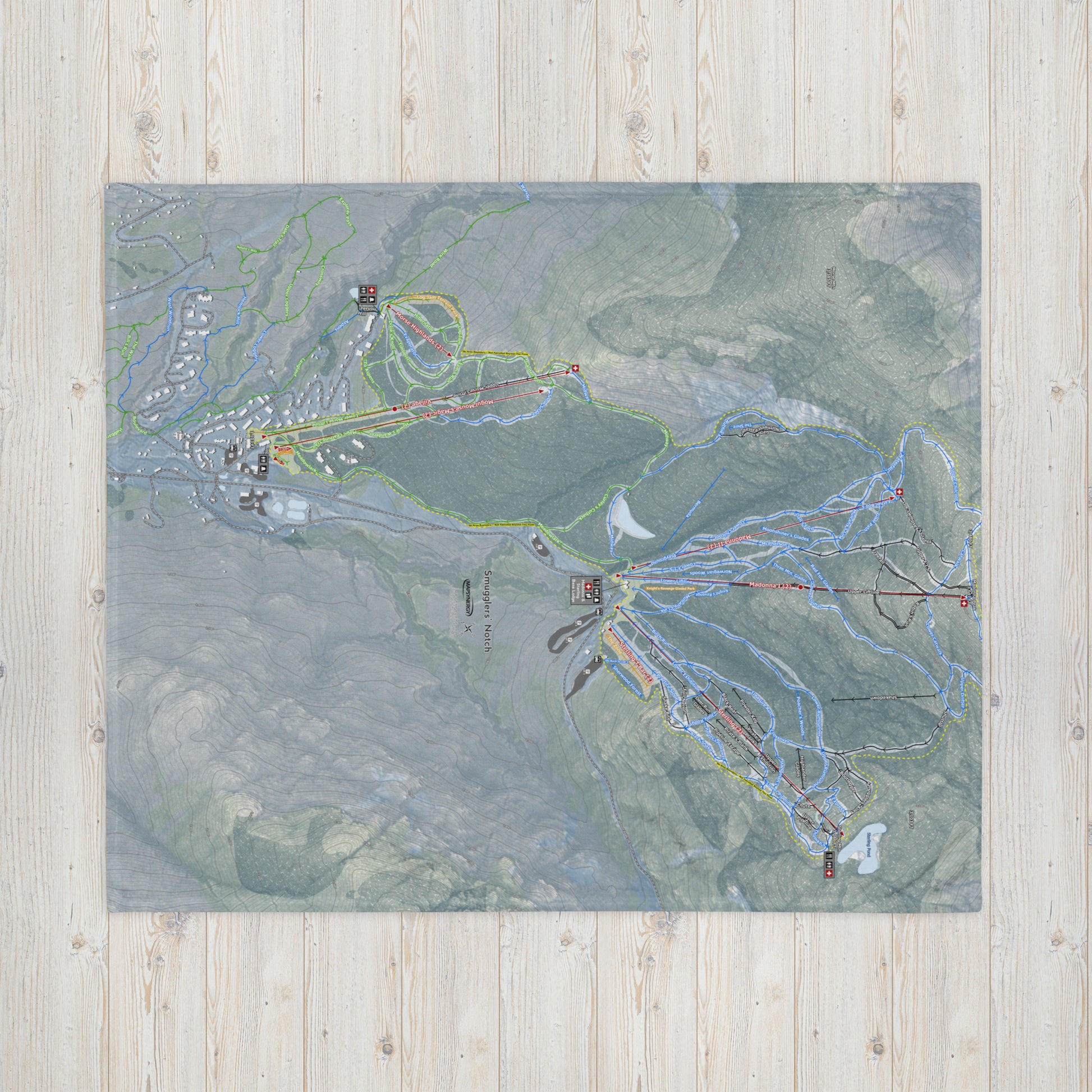 Smuggler's Notch, Vermont Ski Resort Map Blanket - Powderaddicts